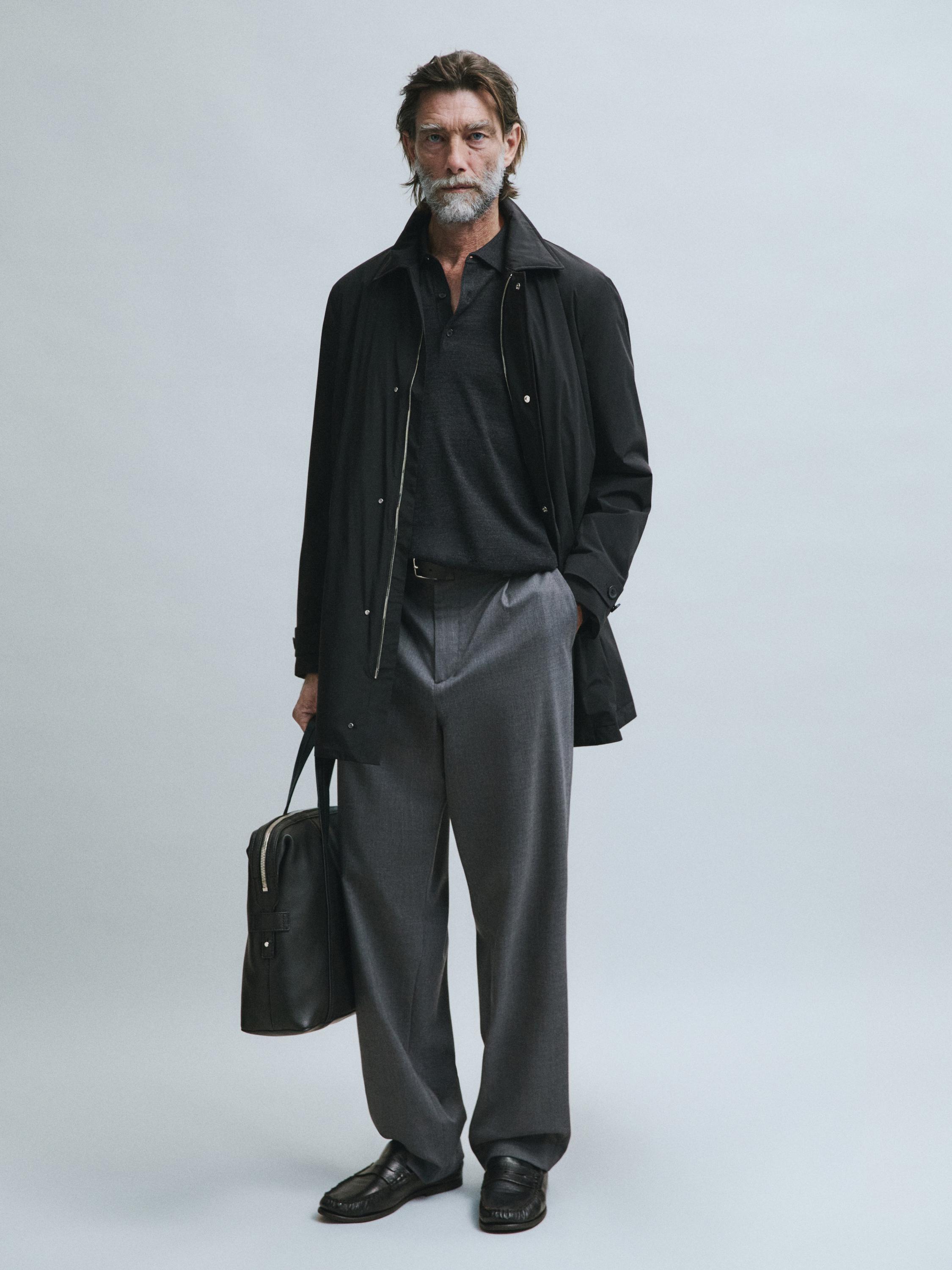 Technical fabric trench coat — BLACK