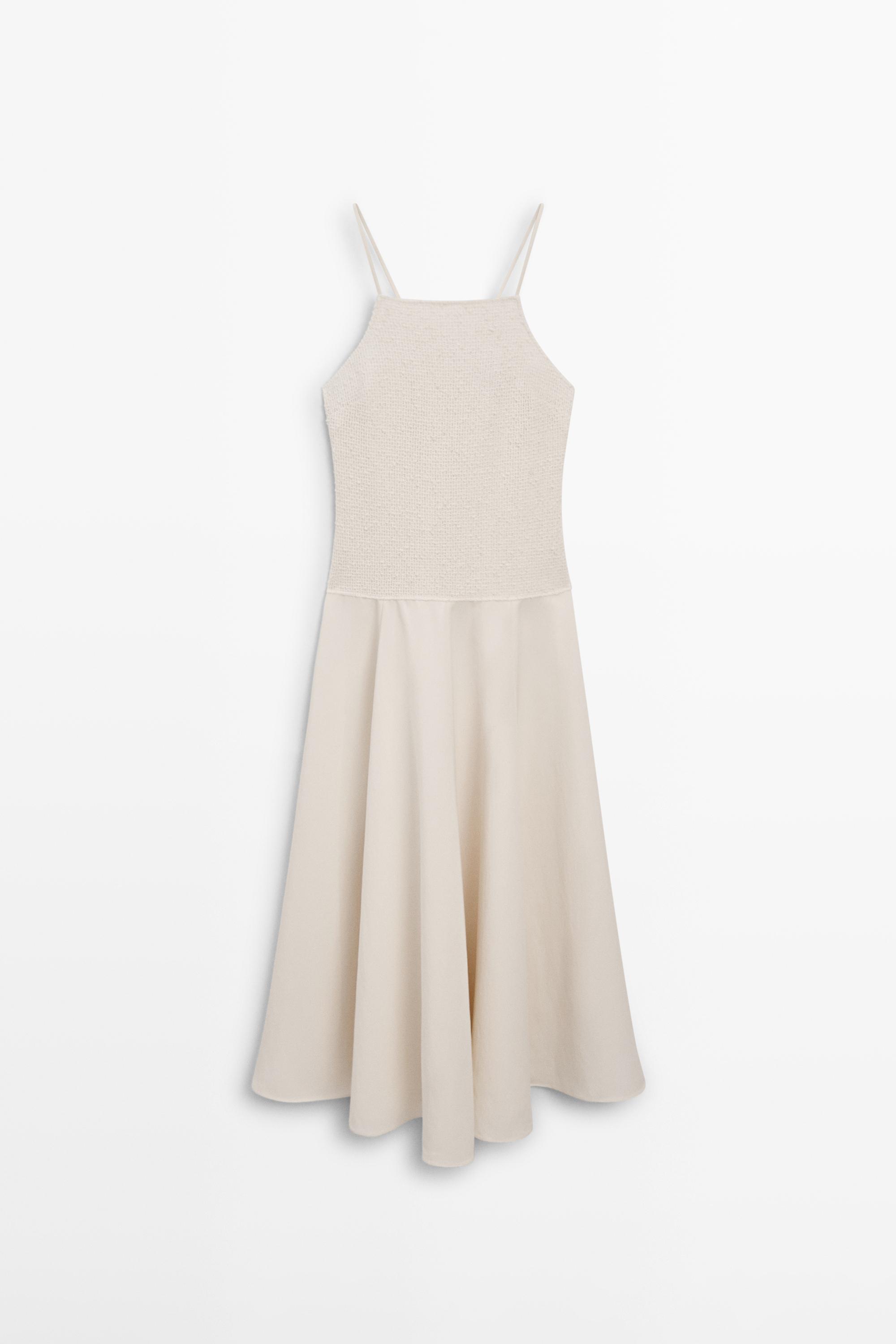 Long contrast dress — CREAM