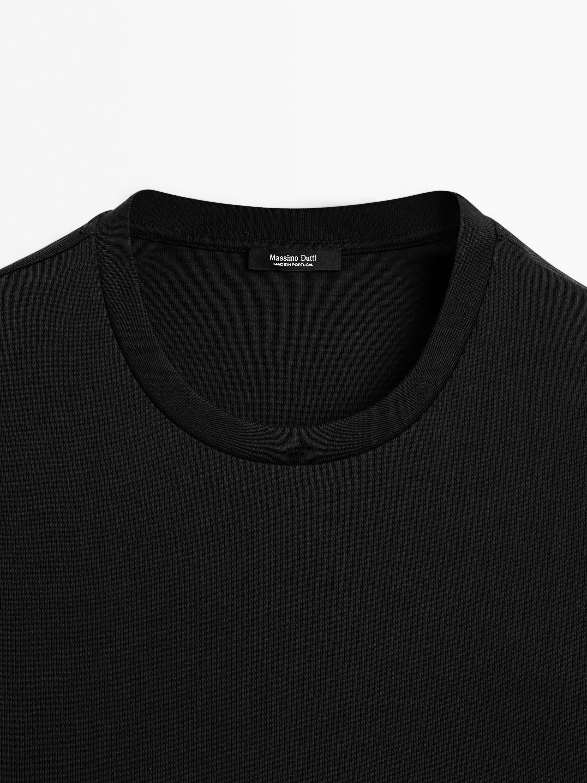 100% mercerised cotton T-shirt — BLACK