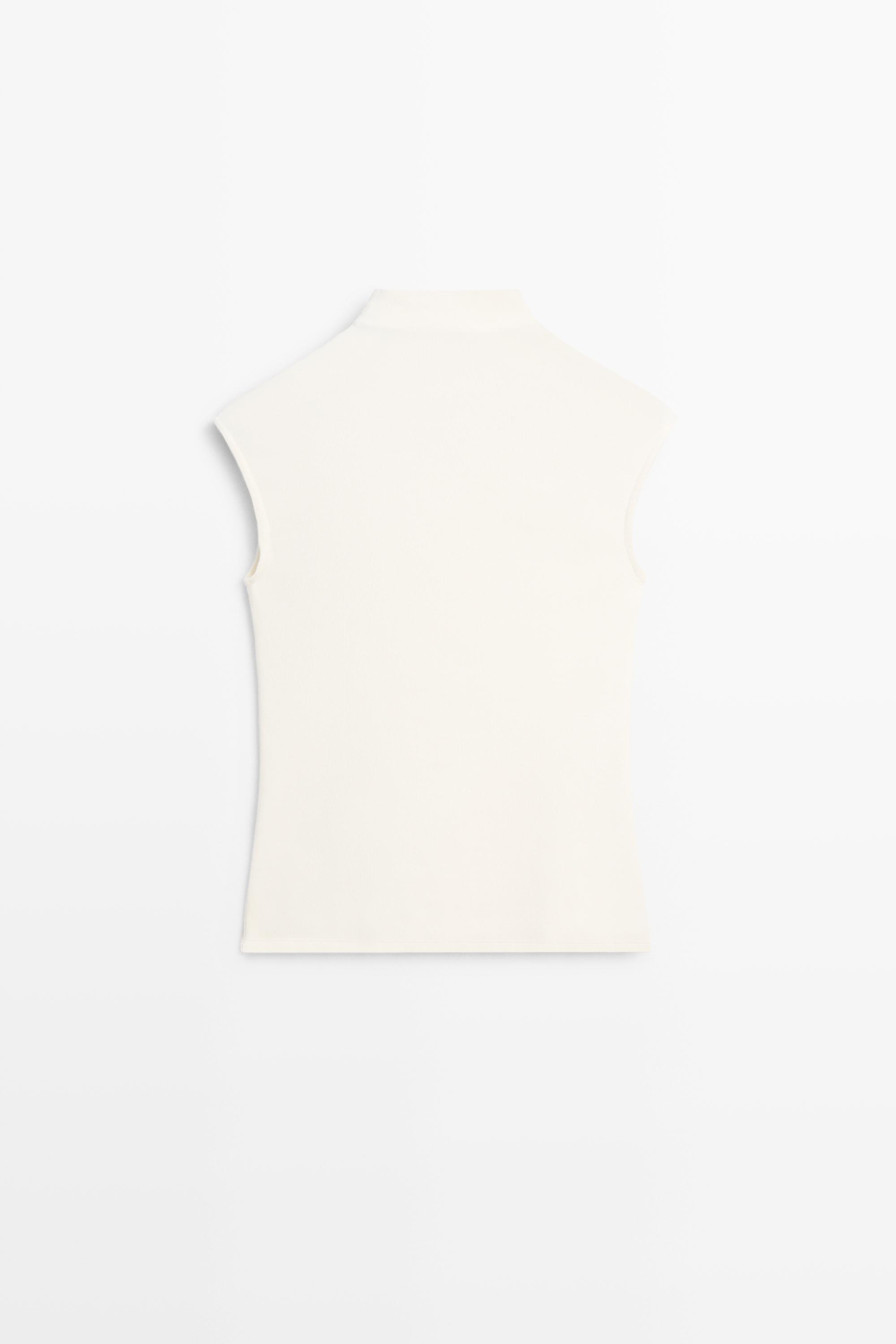 Funnel neck knit top — Off white