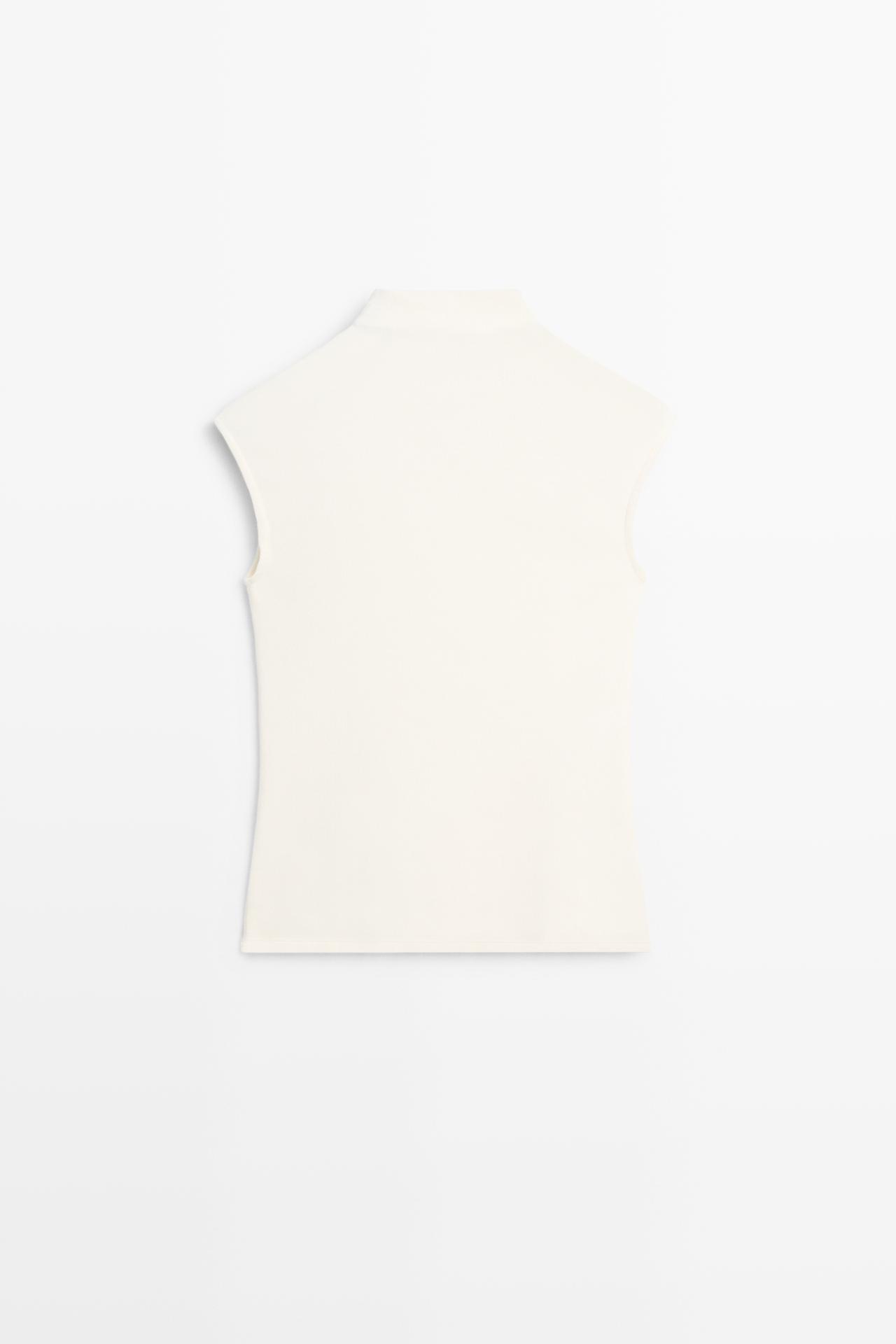 Stretch top with funnel neck — Off white