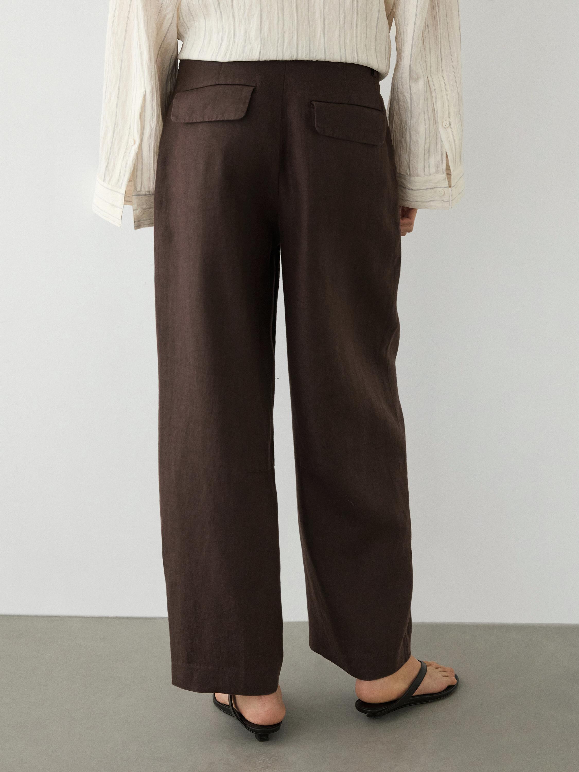 Flowing 100% linen trousers — BROWN