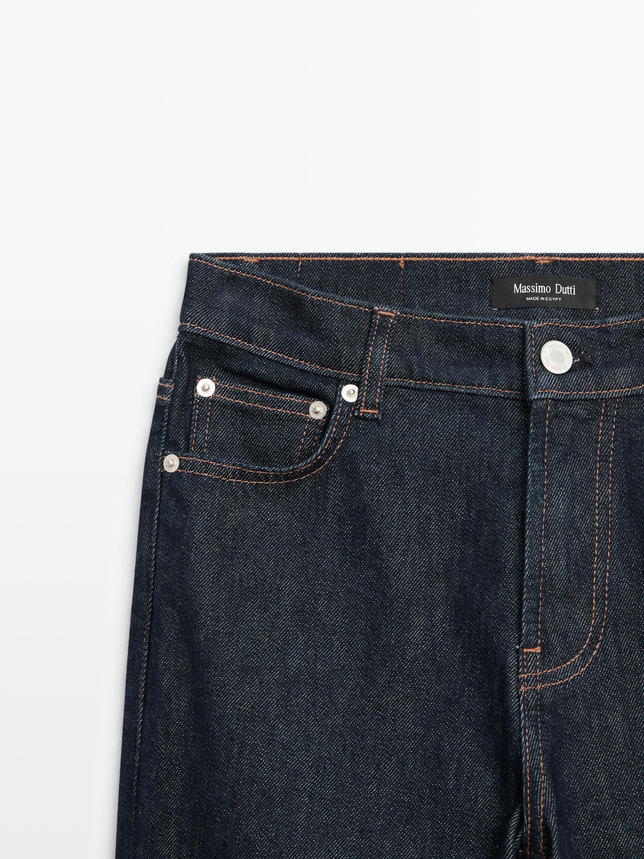 Mid waist jeans med lige ben