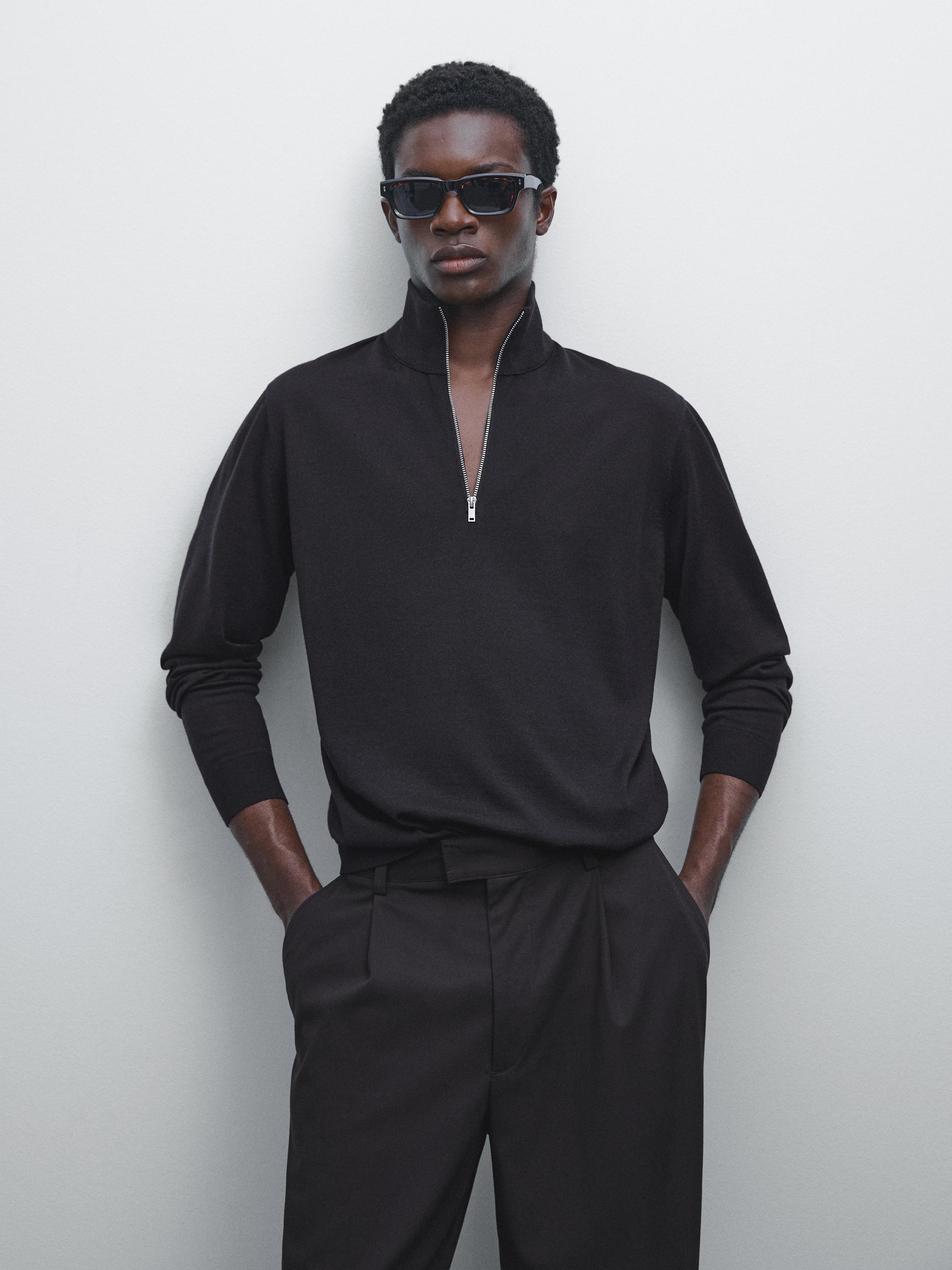 Quarter-zip knit sweater