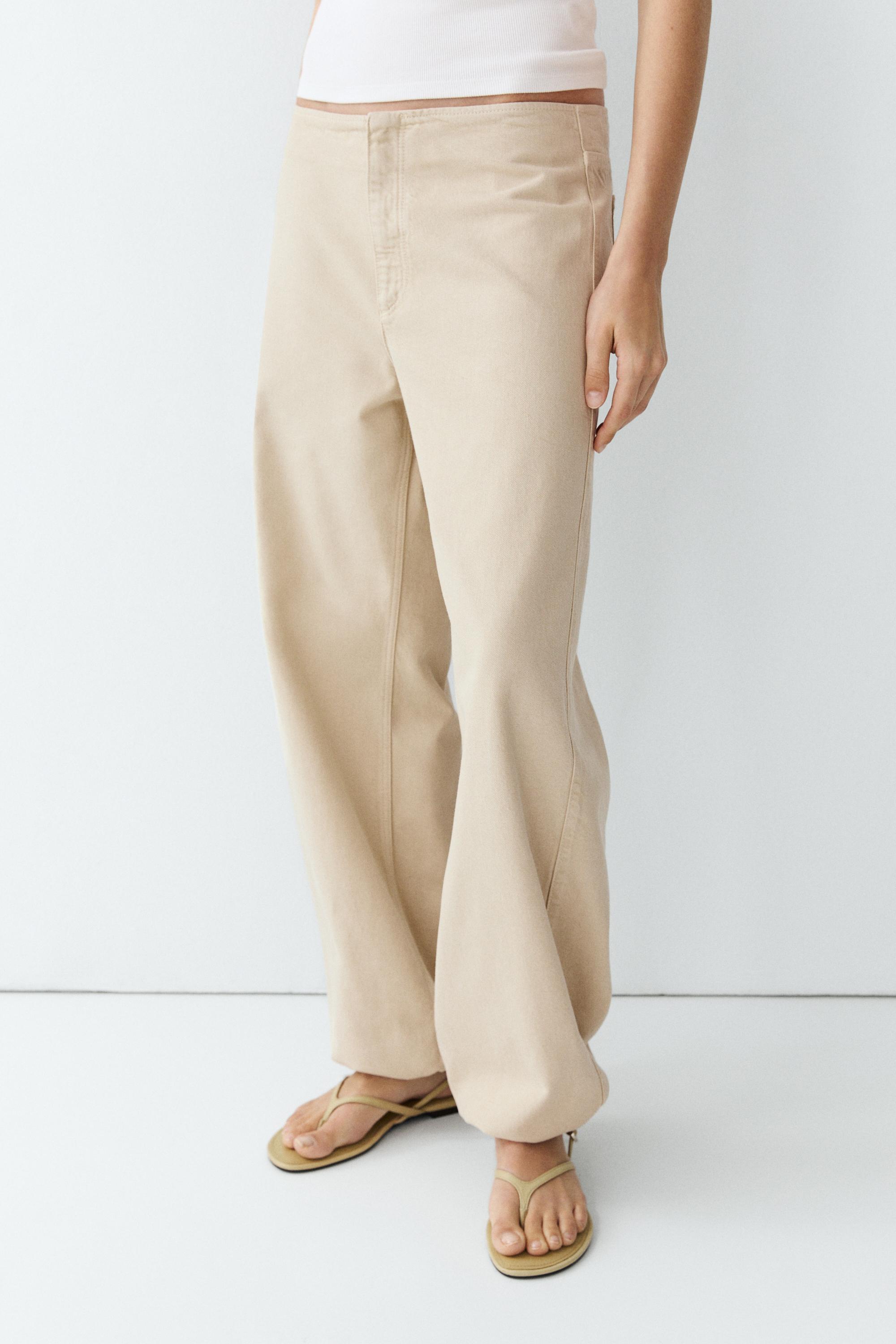 Relaxed fit parachute pants — BEIGE