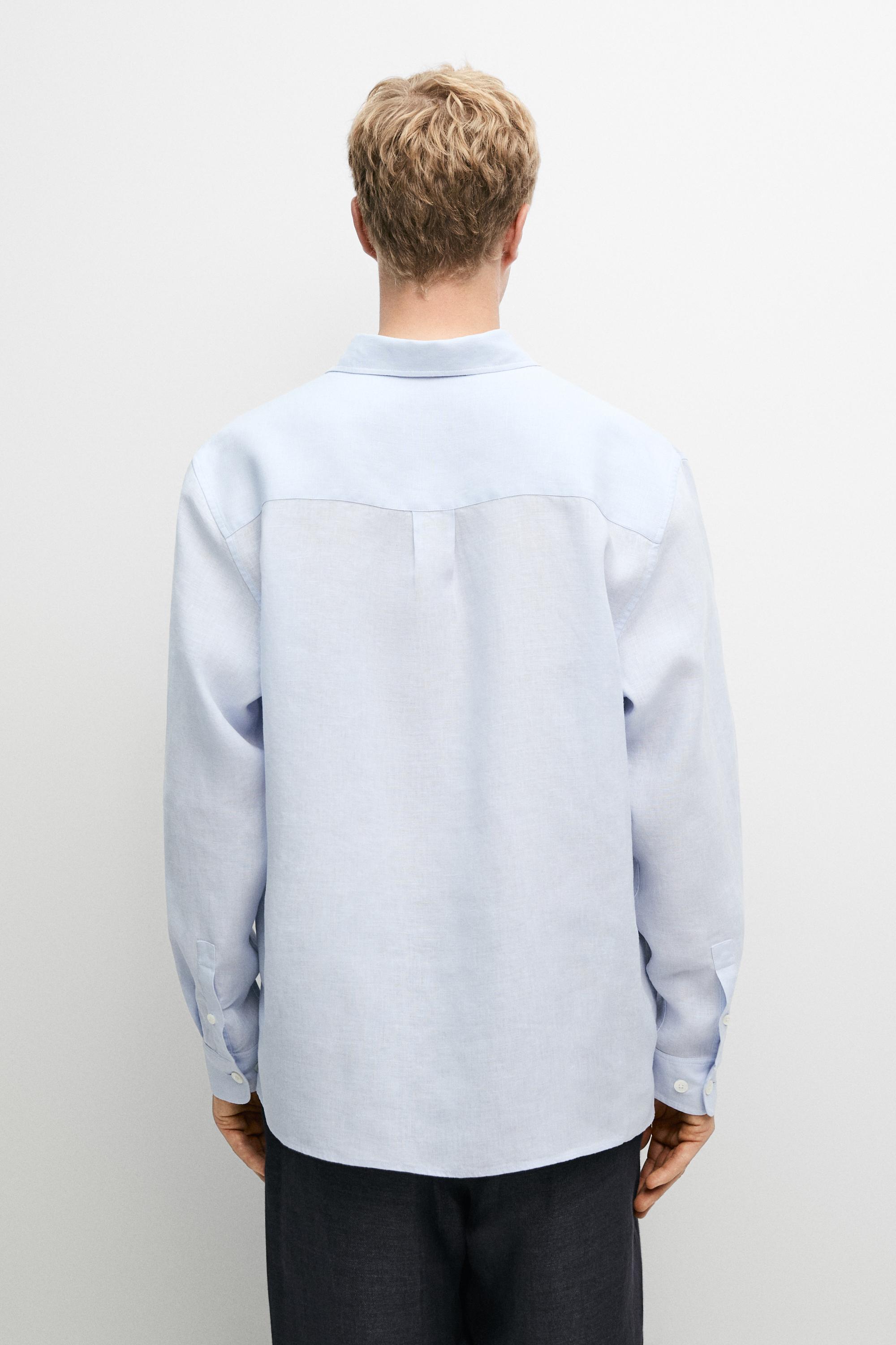 100% linen regular fit shirt — Sky blue
