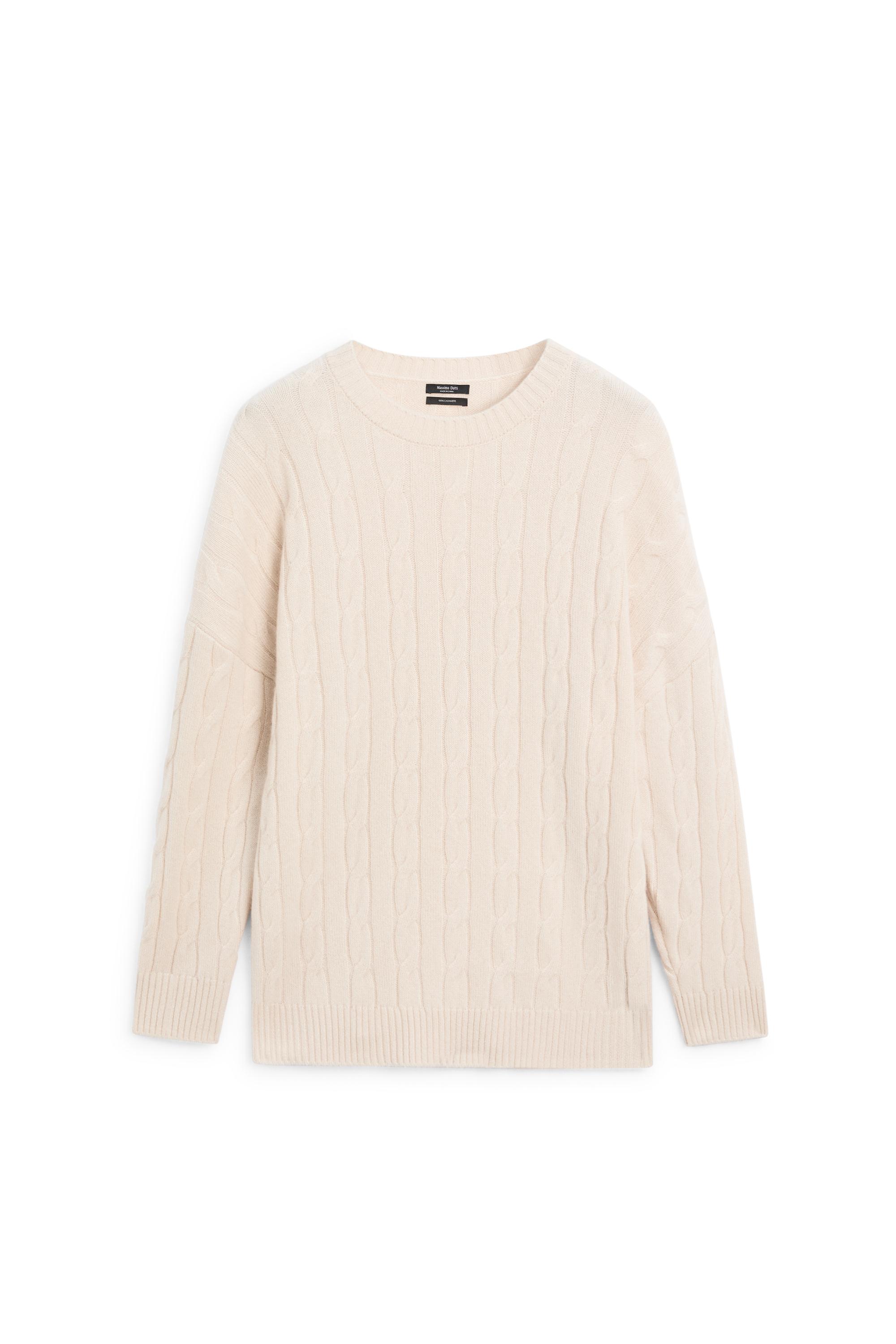 100% cashmere cable-knit sweater — BEIGE