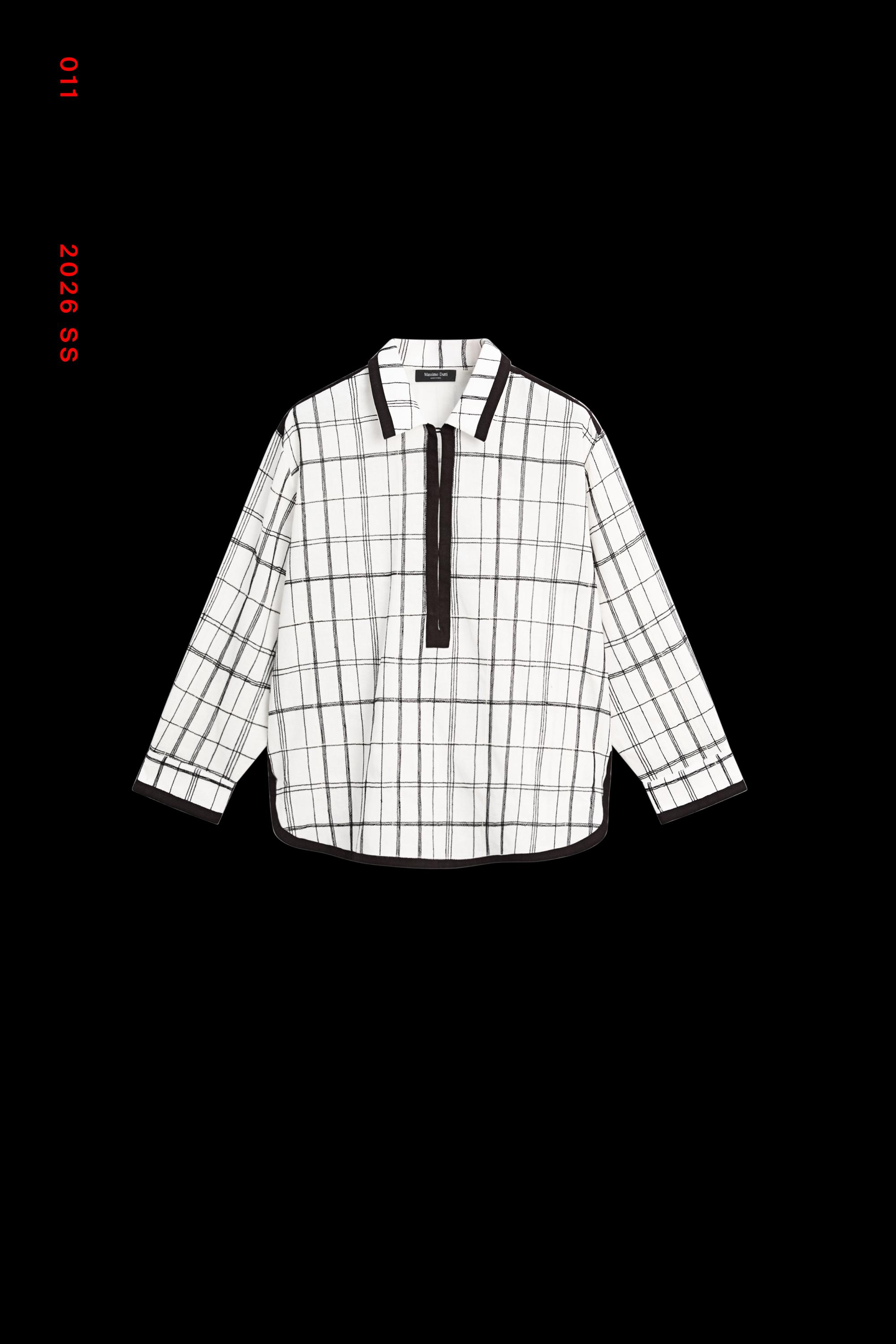Cotton blend check shirt — WHITE