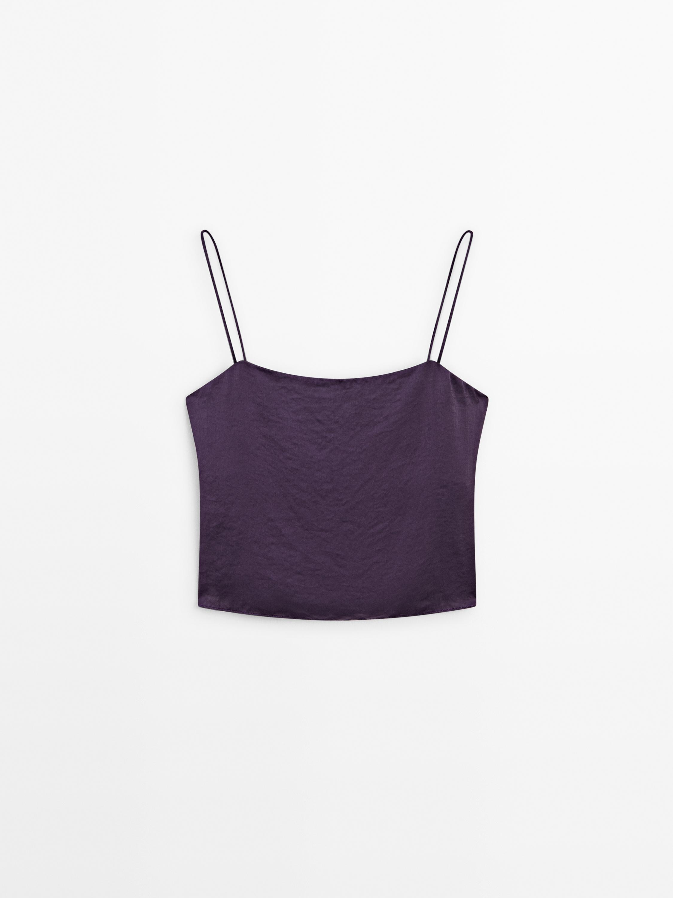 Top satinado detalle abertura conjunto