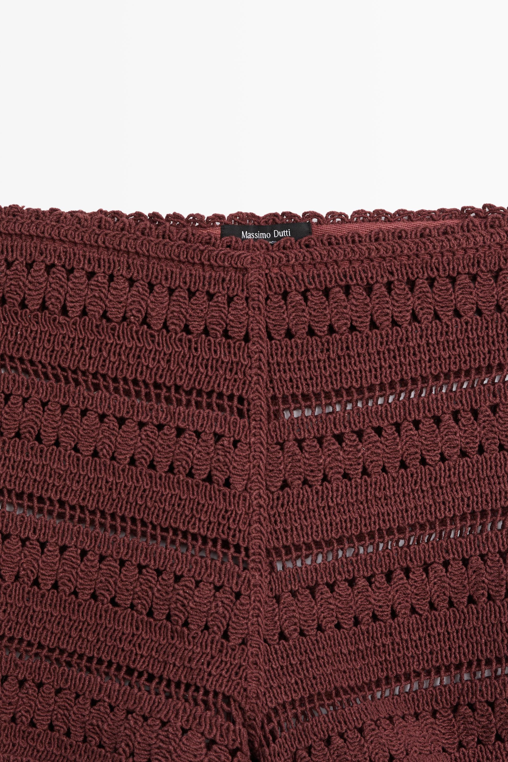 Cotton crochet shorts — RUSSET