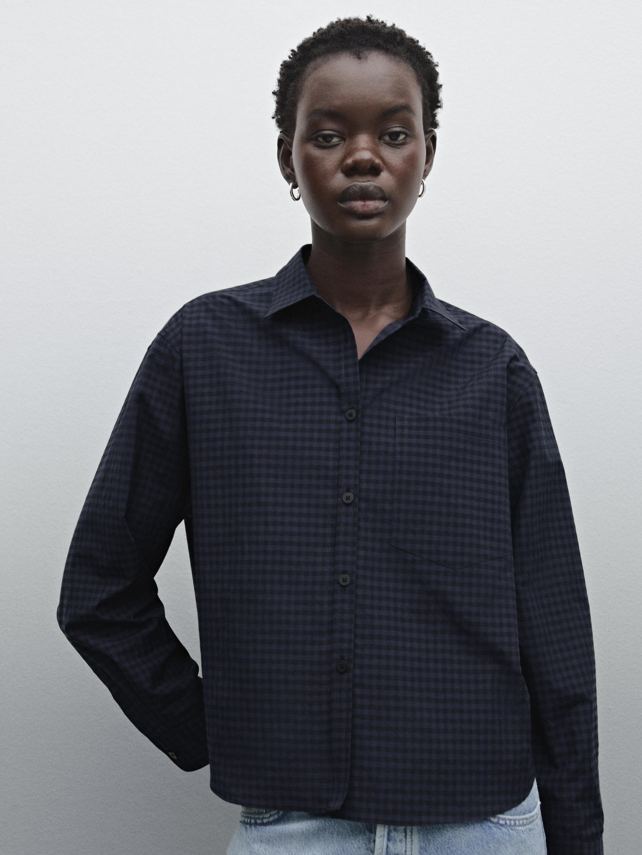 Check cotton blend shirt