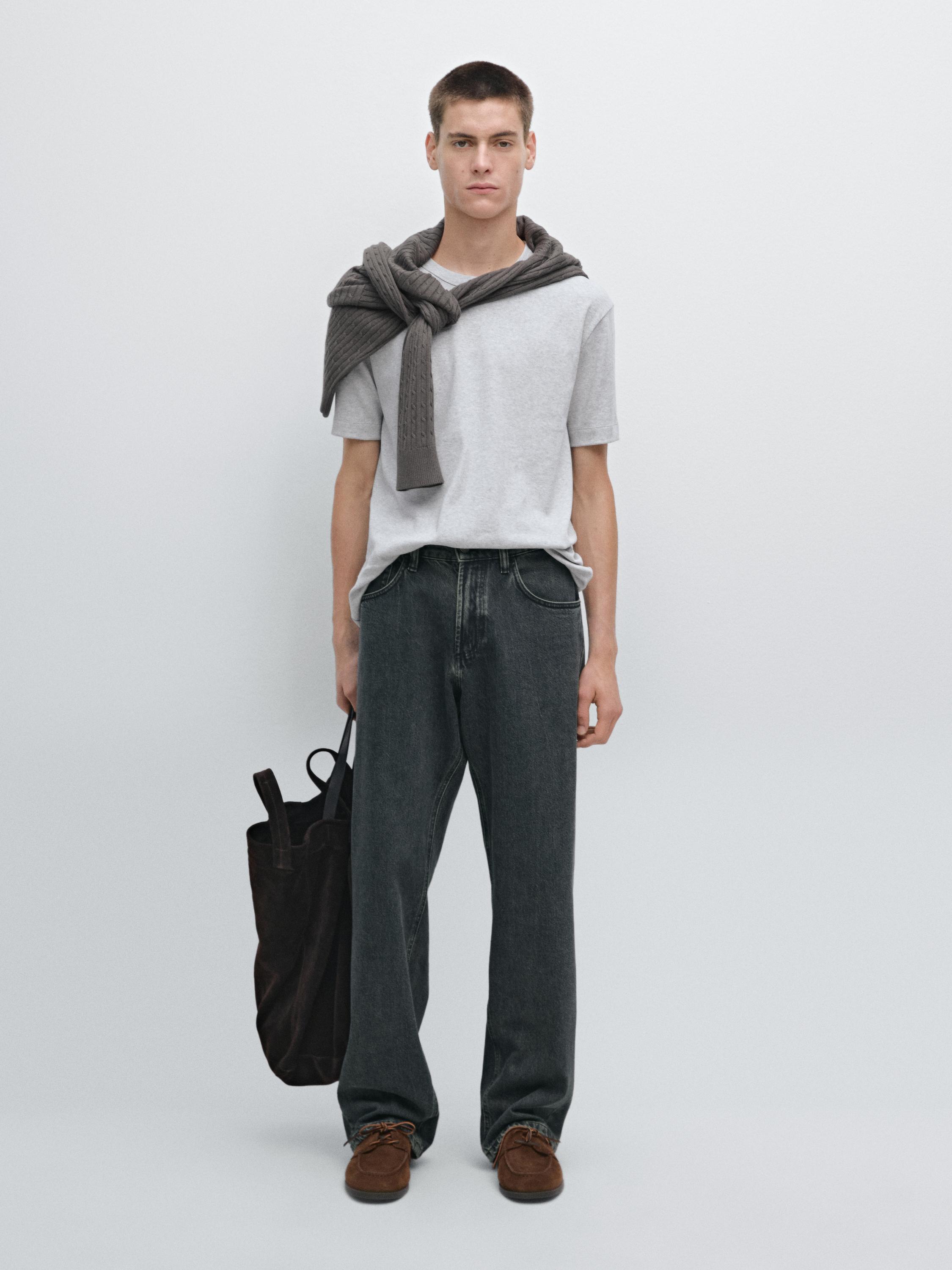 100% cotton short-sleeve T-shirt — GREY MARL