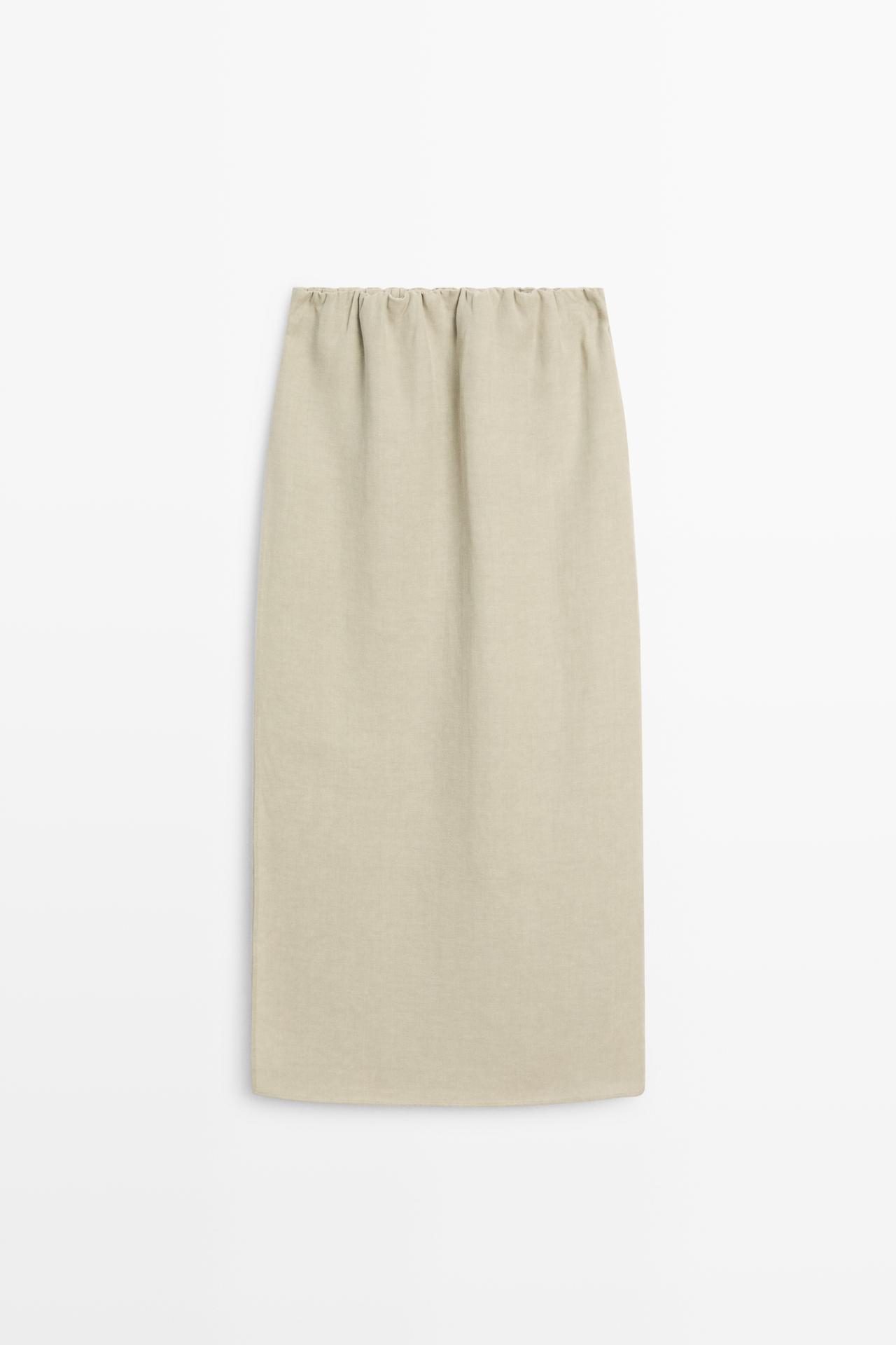 Double-layer midi skirt - STUDIO — PALE KHAKI