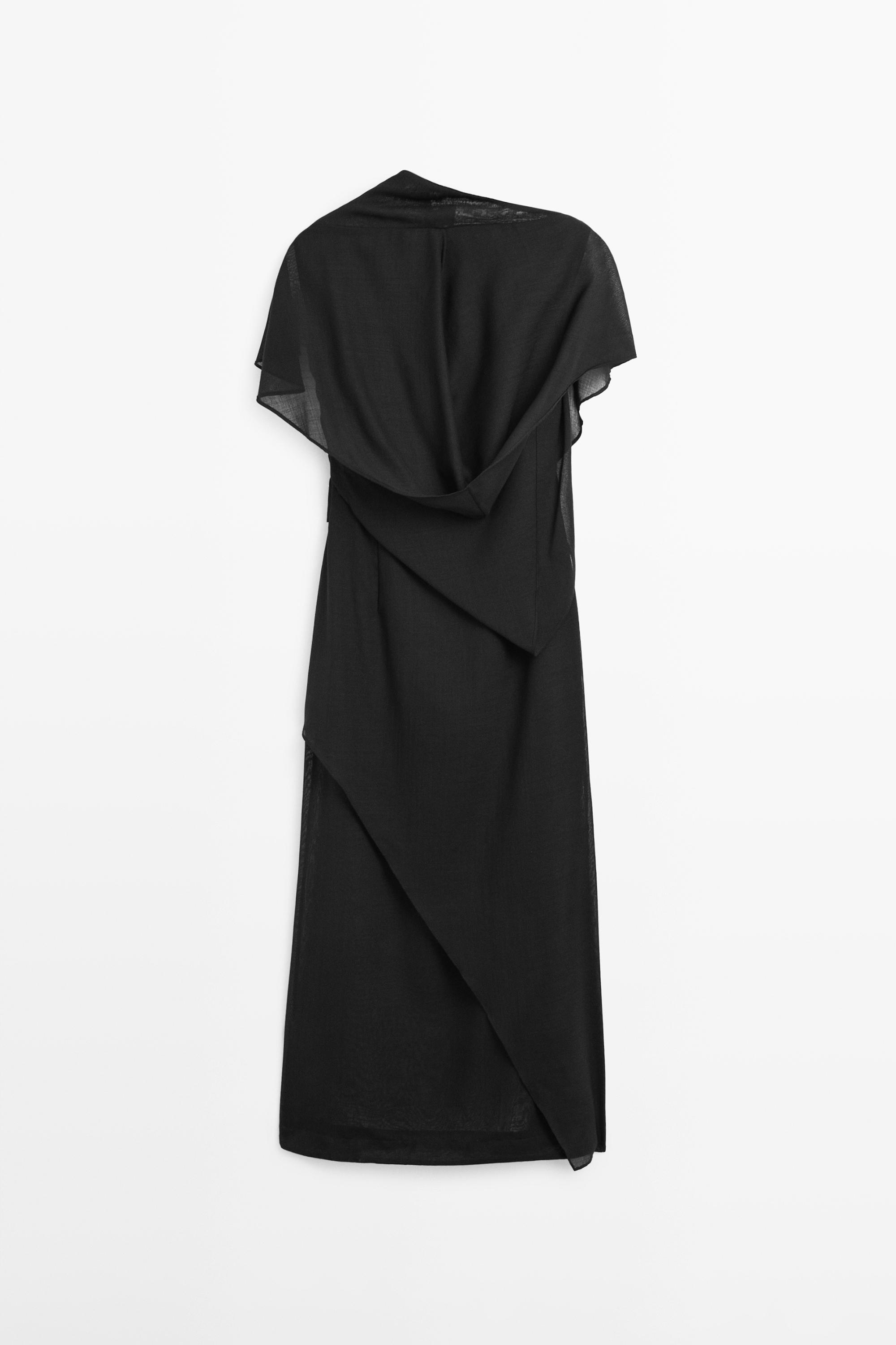 Midi dress with hood detail - STUDIO — BLACK