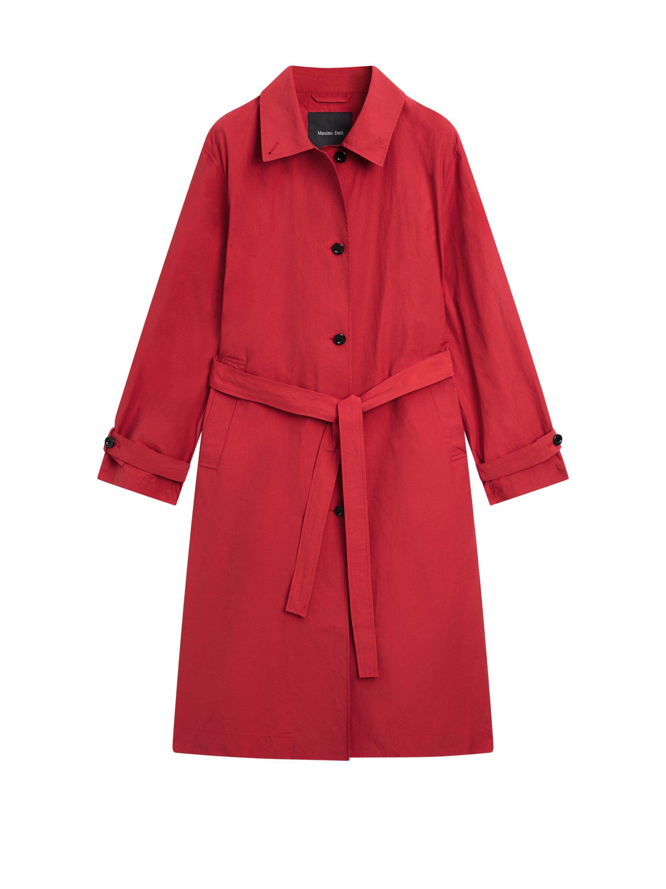 Technical cotton trench coat · Red · Coats | Massimo Dutti