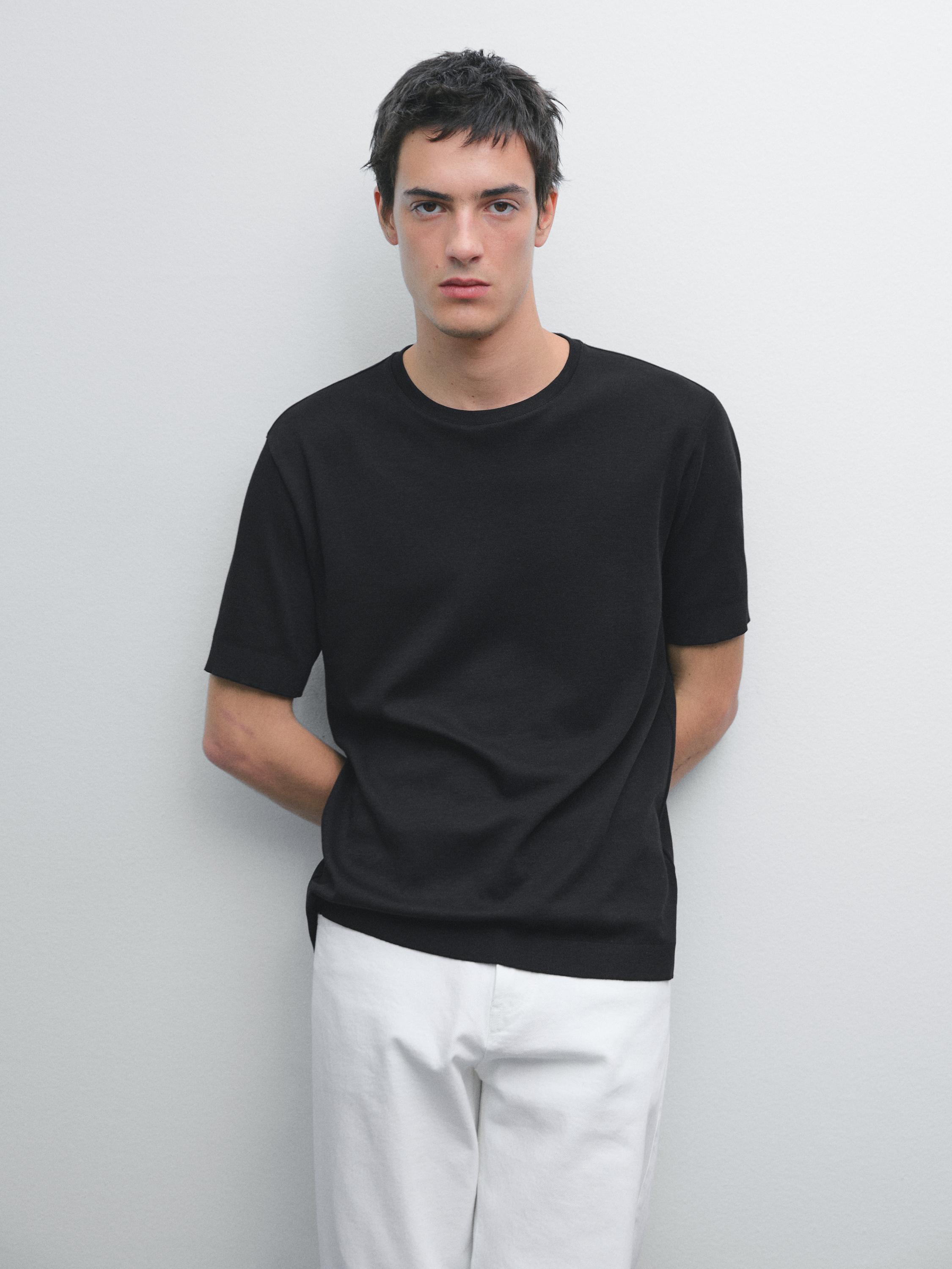 T-shirt finition bord-côte 100 % coton