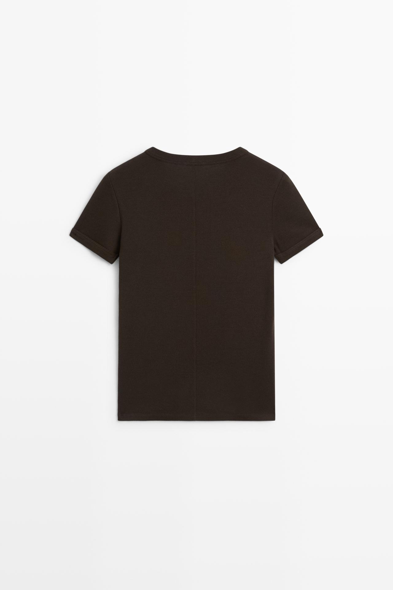 Ribbed short sleeve T-shirt — BROWN
