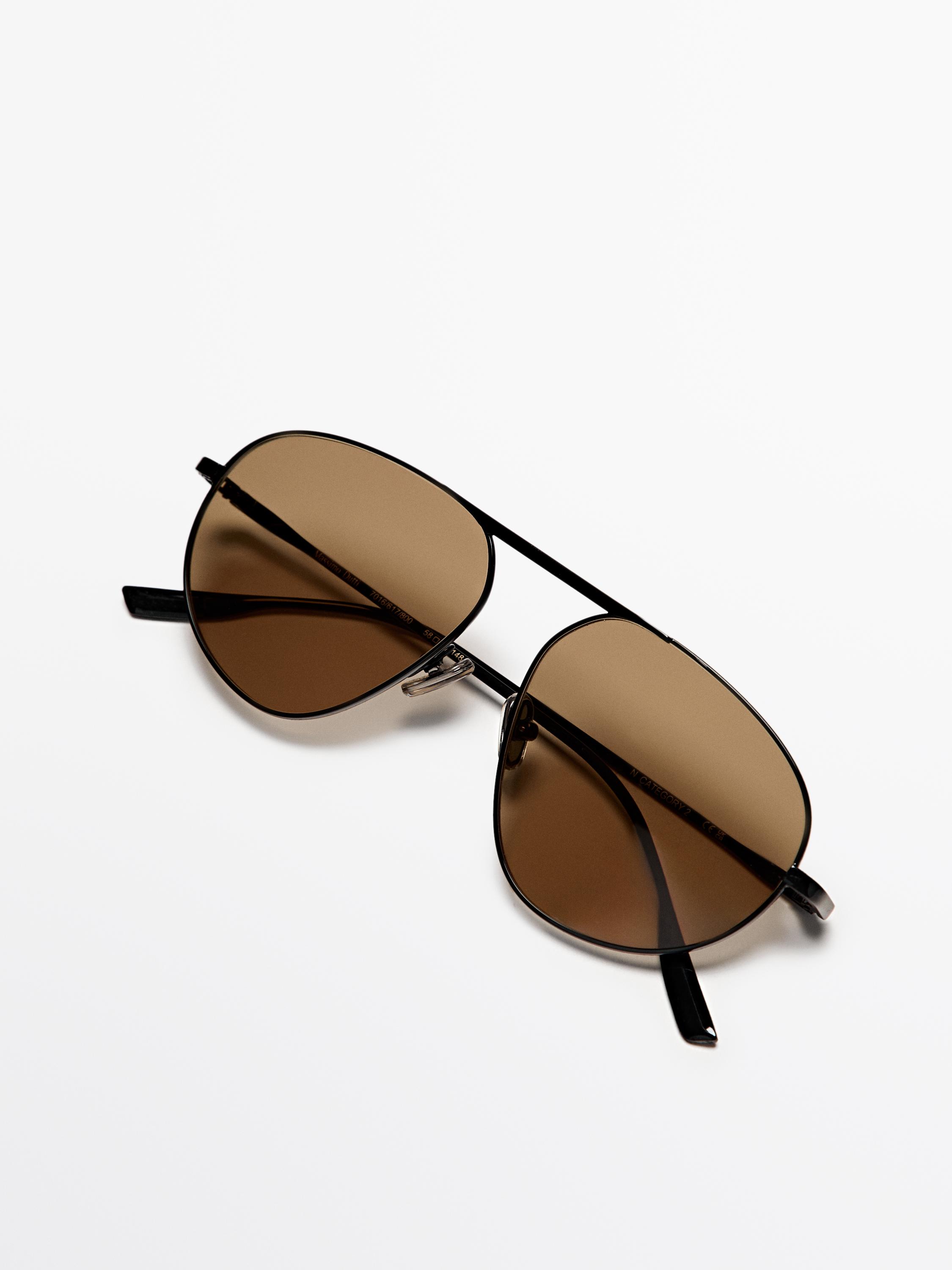 Metal aviator sunglasses — BLACK