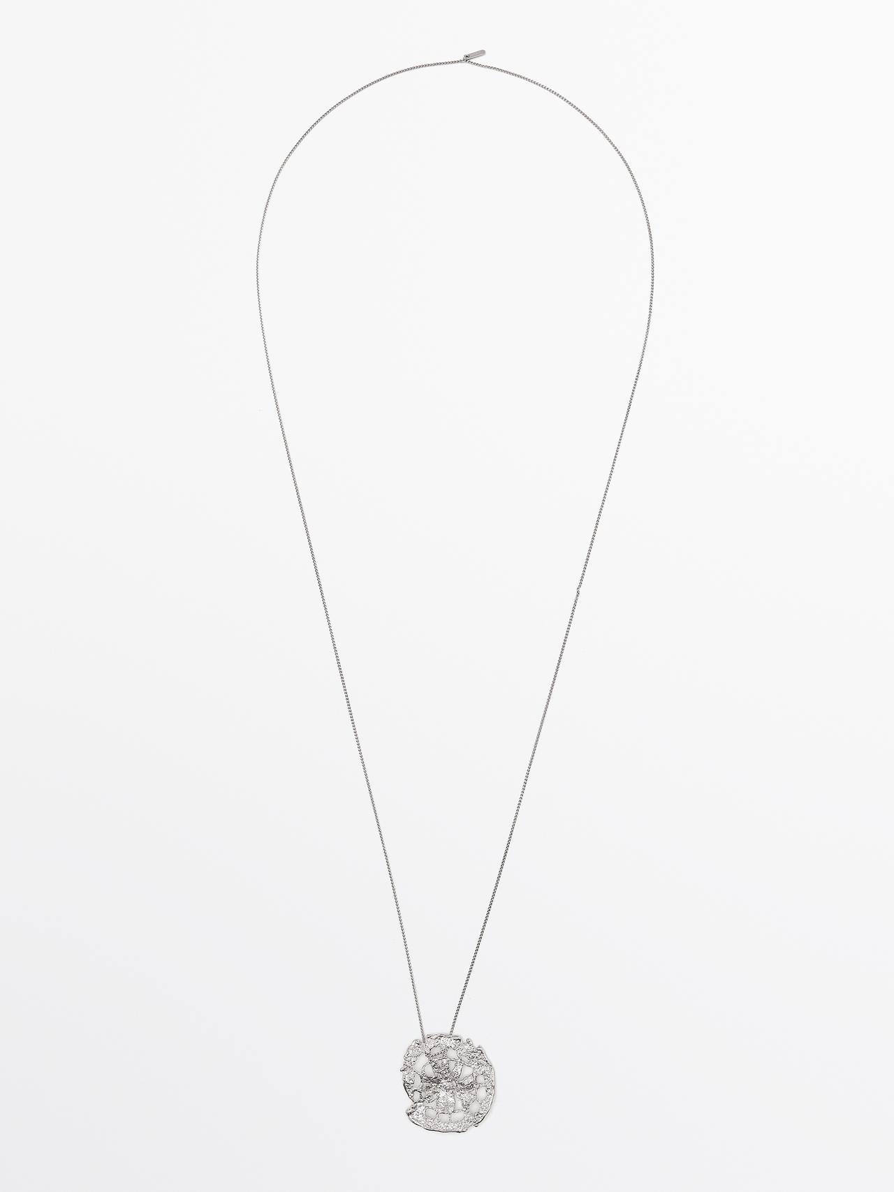 Collana Con Ciondolo In Pizzo - Argento - 01 - Massimo Dutti - Femminile