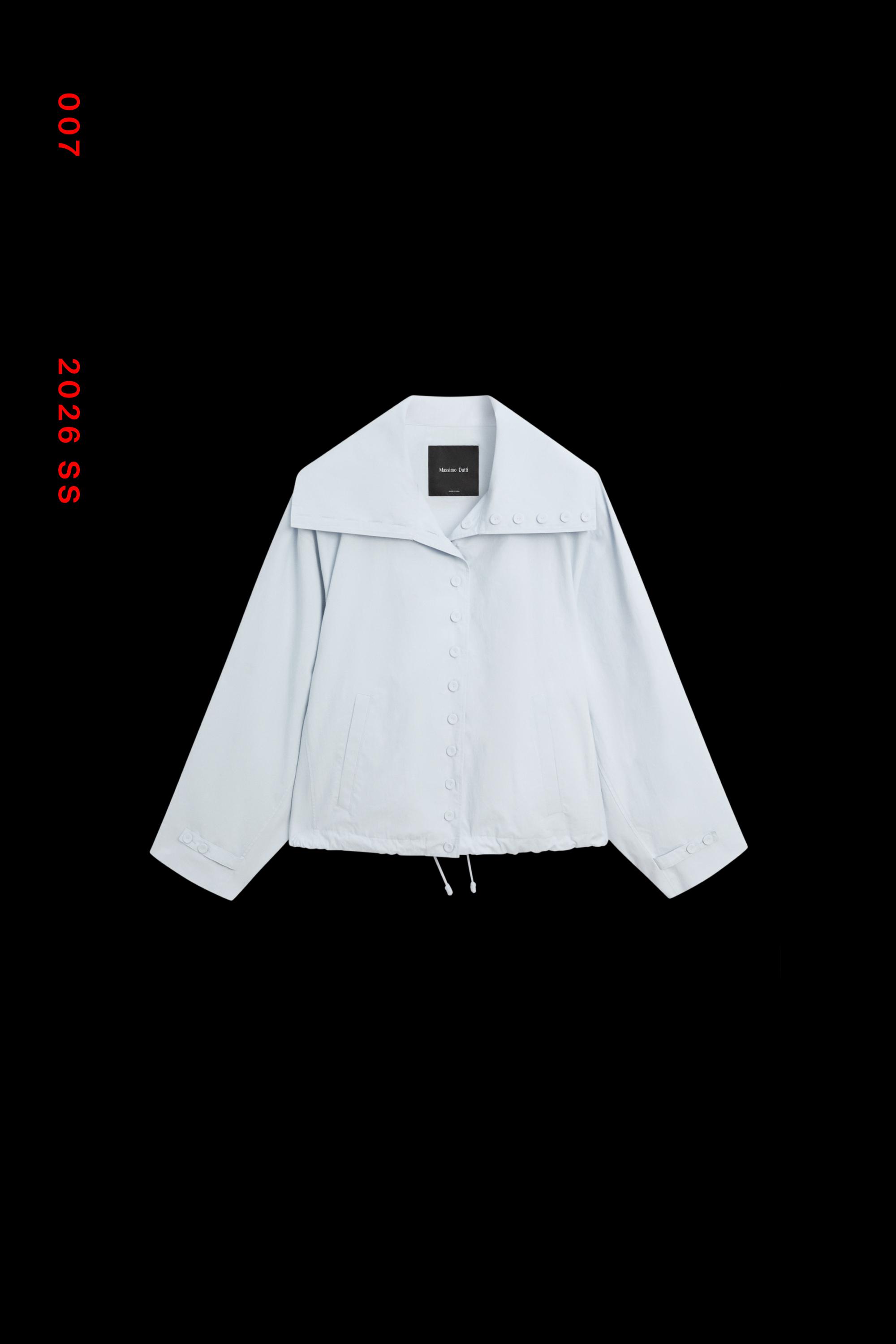 Cropped button-detail bomber jacket — FADED BLUE