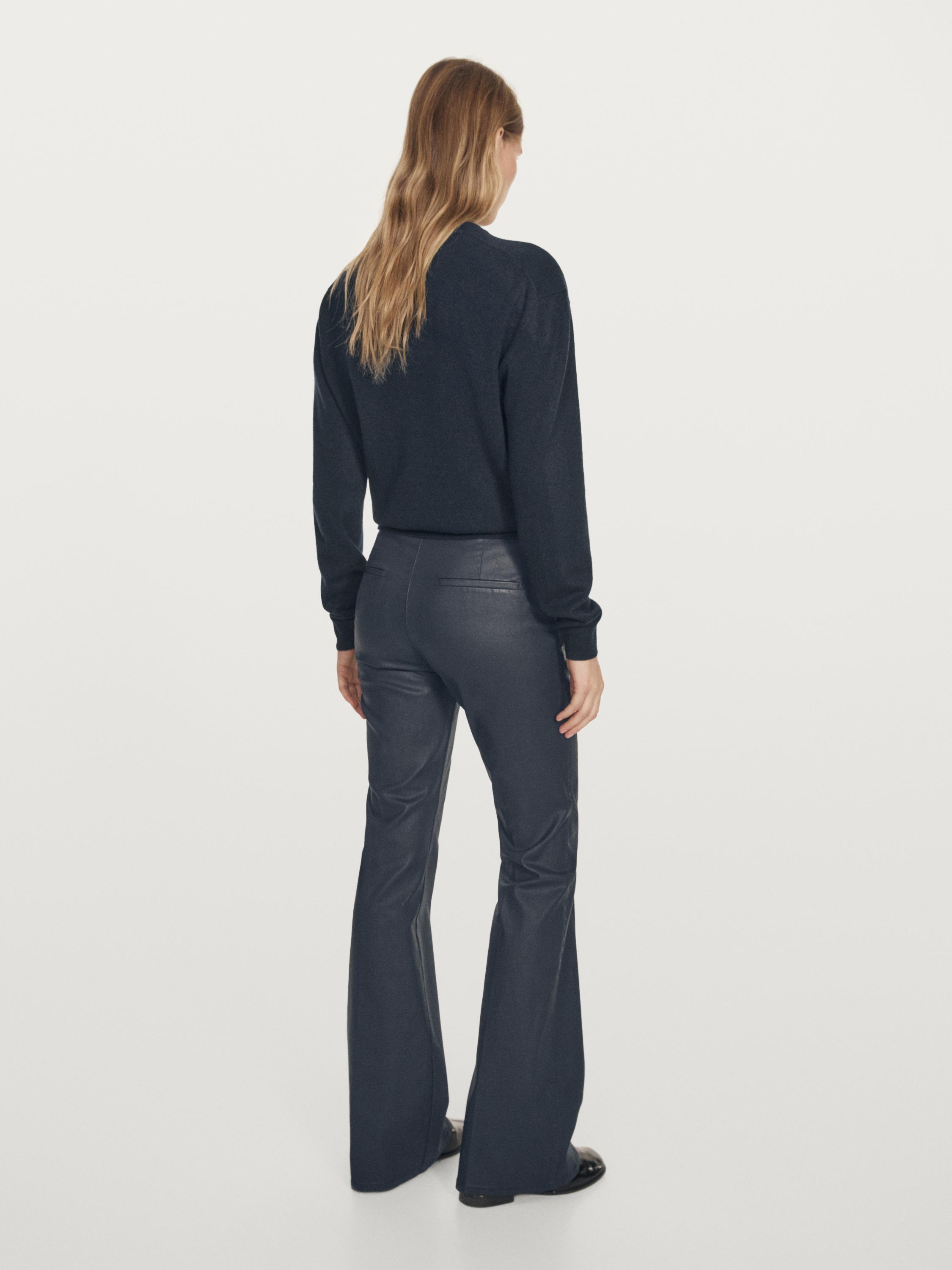 Waxed flare fit trousers — NAVY BLUE