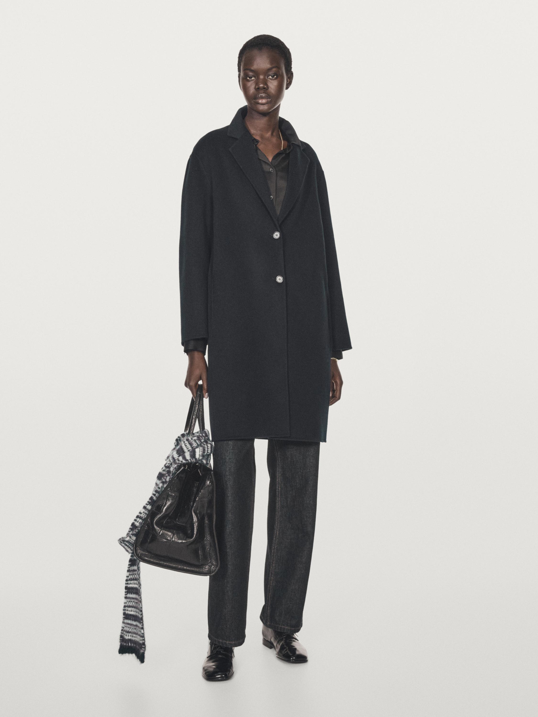 Long two-button wool blend coat