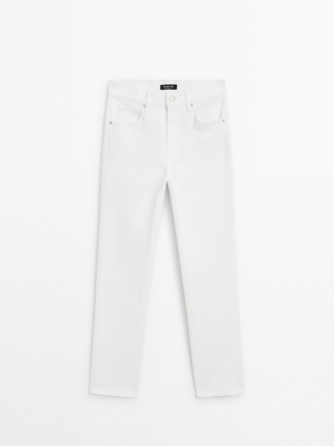 Massimo Dutti - Dame - Mid-Rise, Slim Fit Jeans - Råhvid - 34