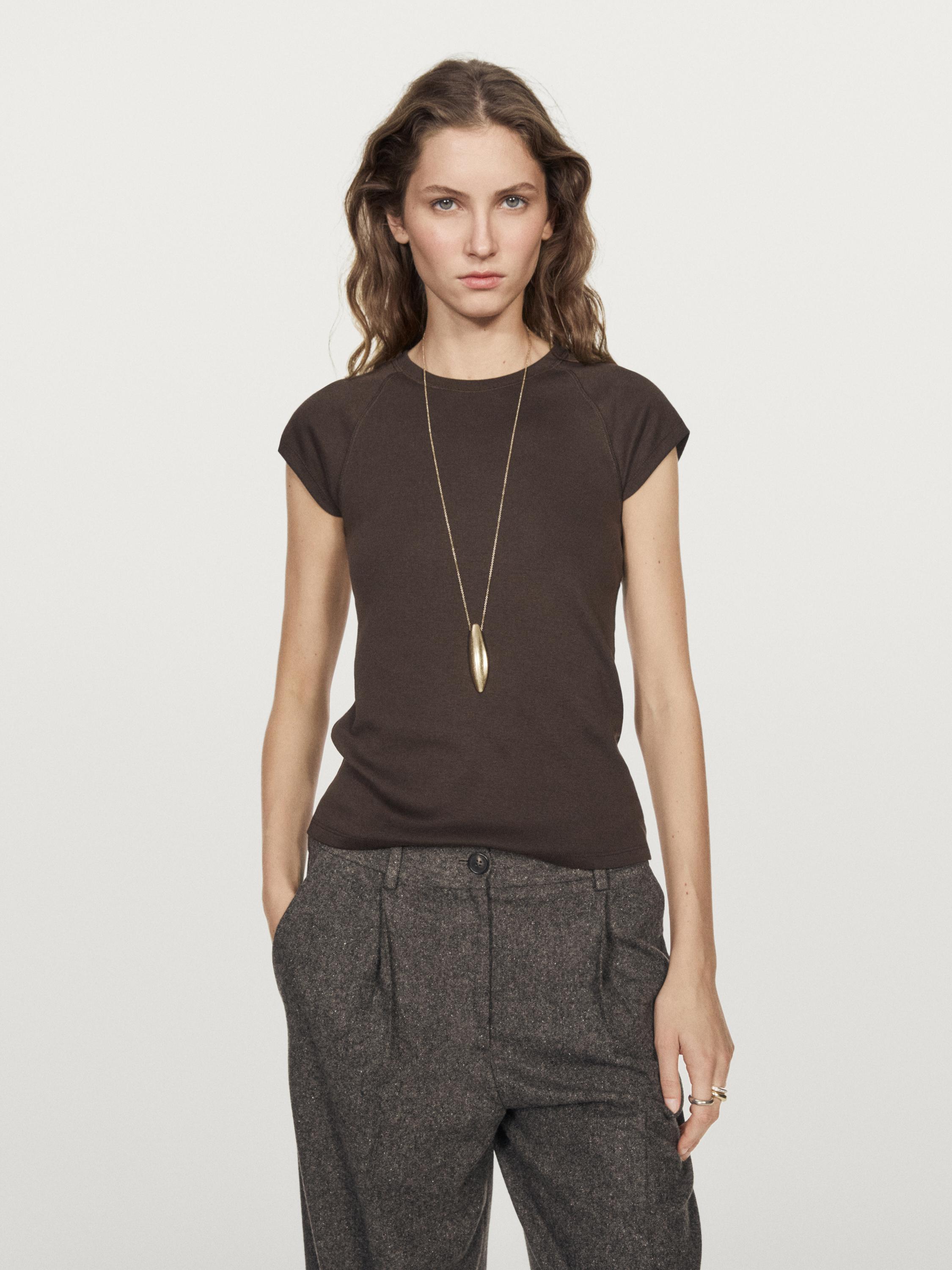 Cotton T-shirt with short raglan sleeves