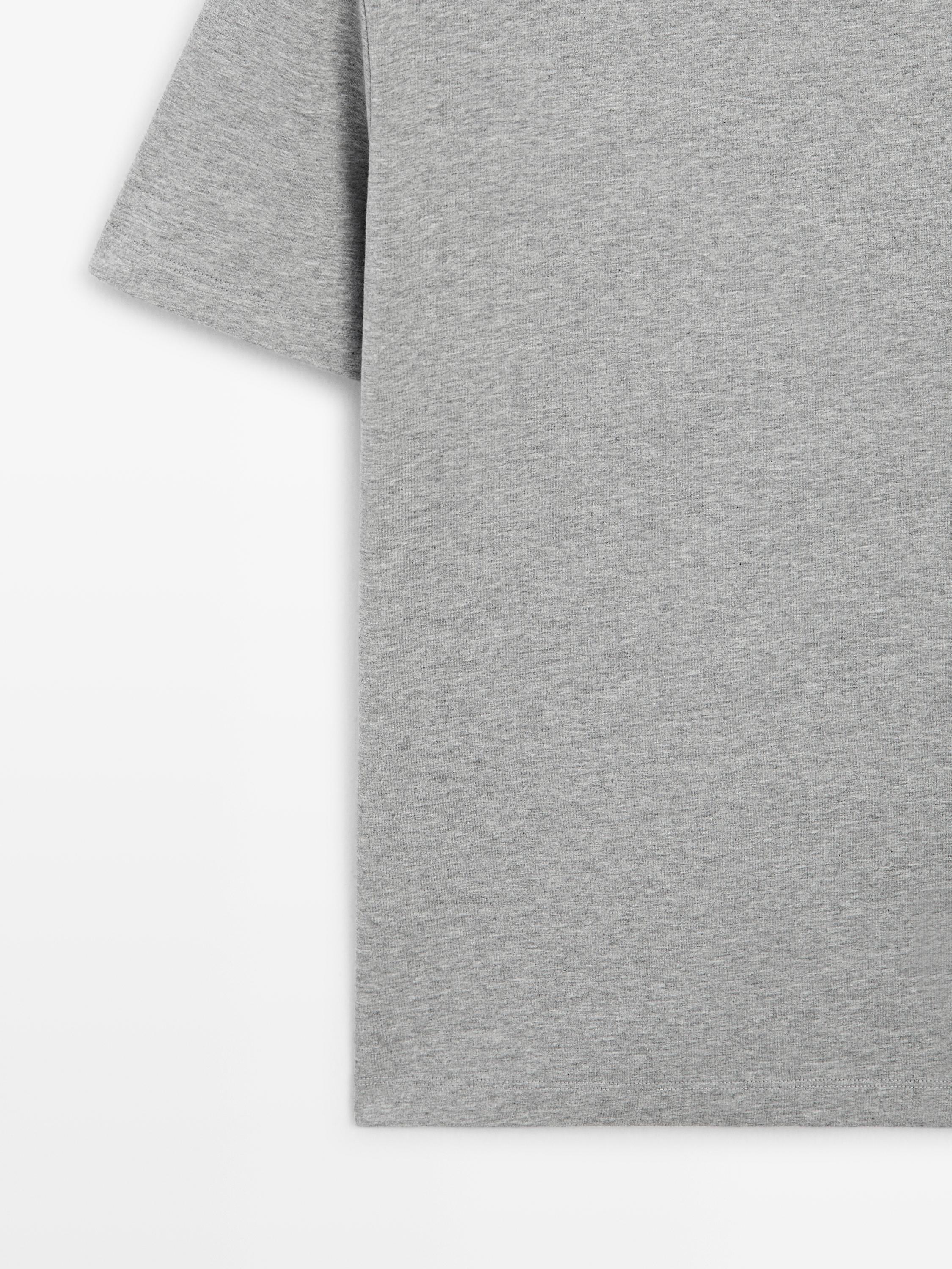 Short sleeve cotton melange T-shirt — GREY MARL