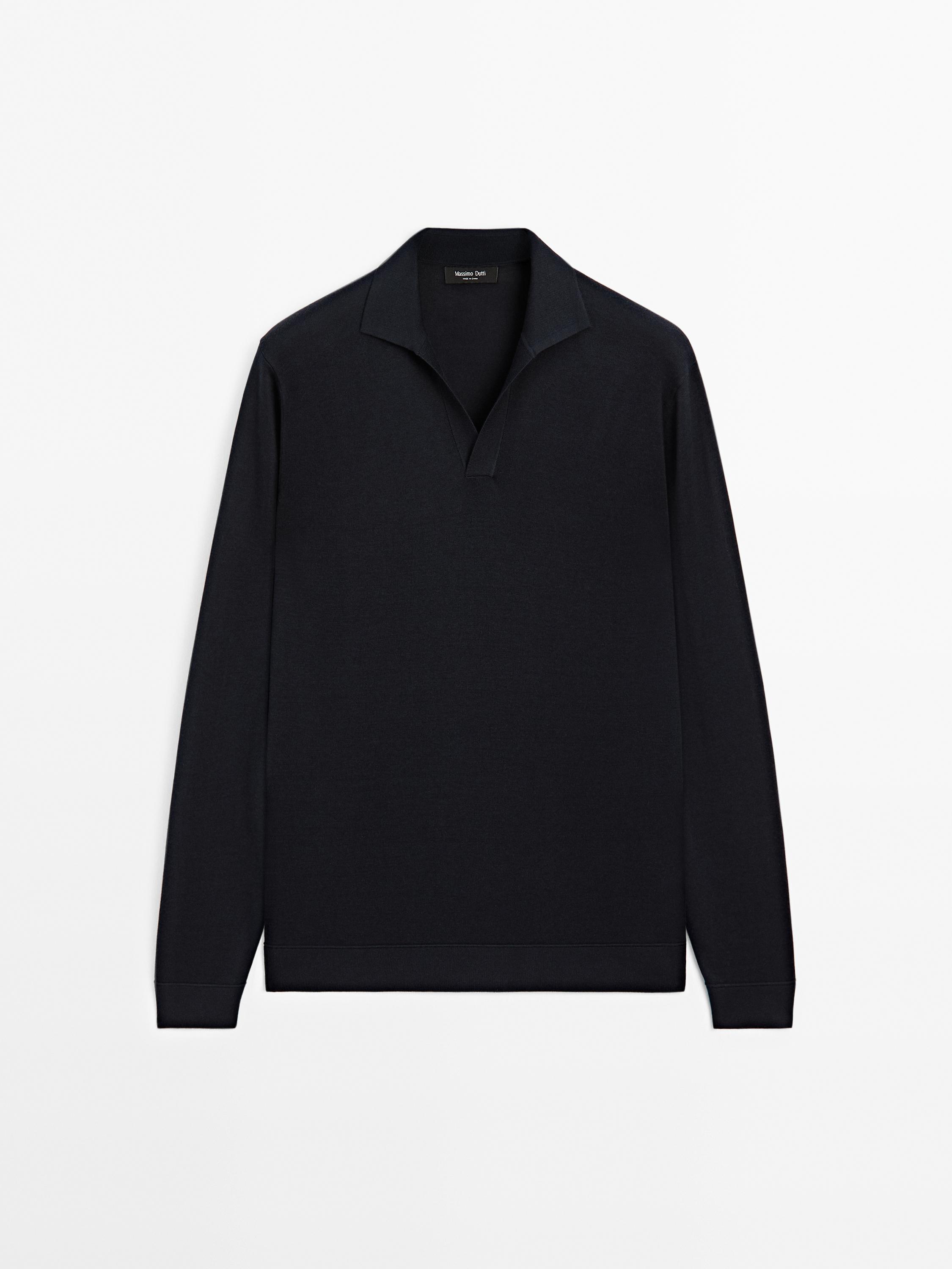 V-neck knit polo sweater