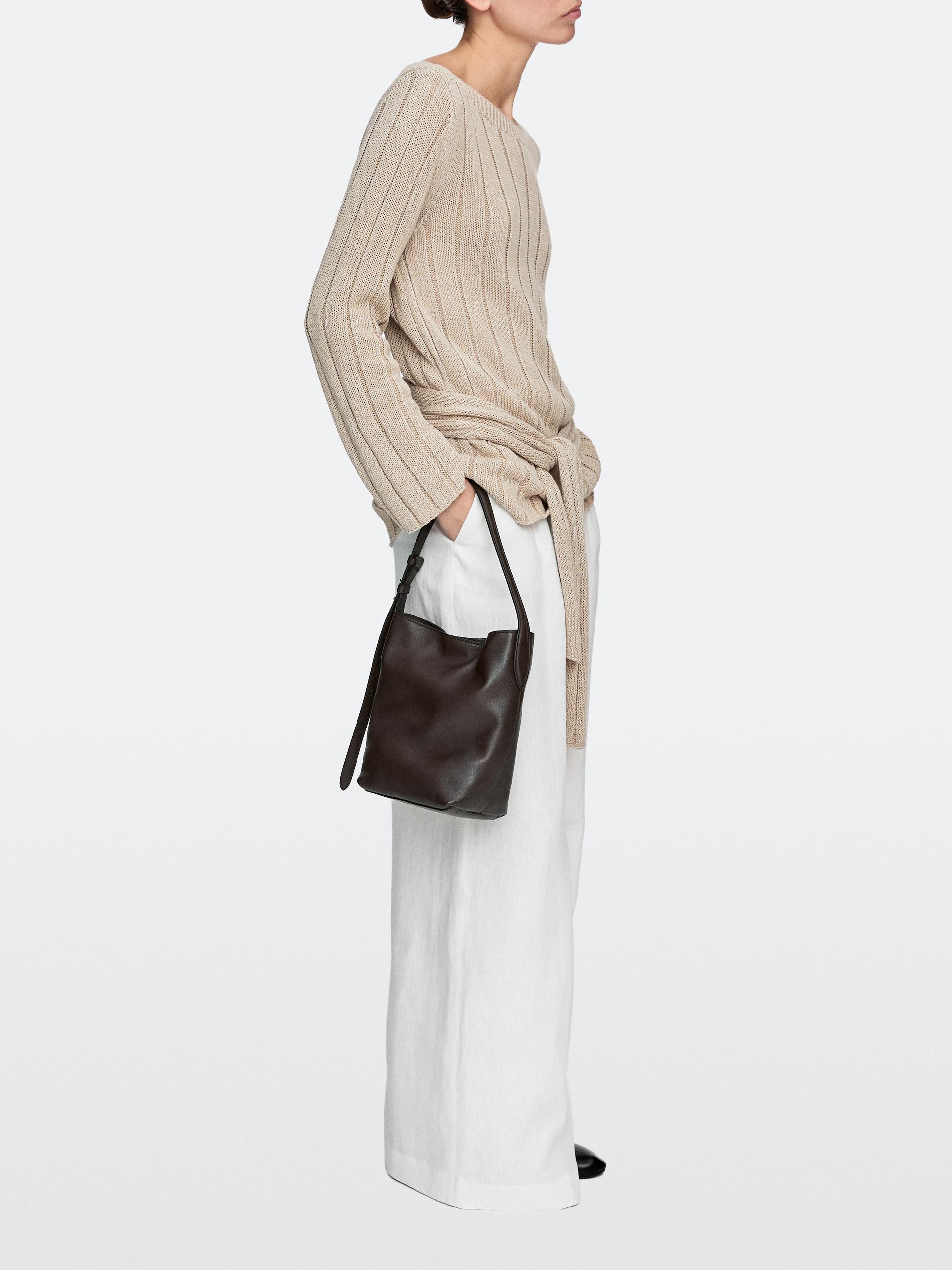 Bolso Bucket Mini Piel Napa - Marrón - 01 - Massimo Dutti - Mujer