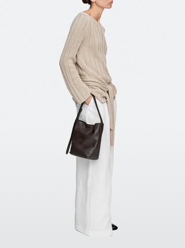 Nappa leather mini bucket bag — BROWN 1