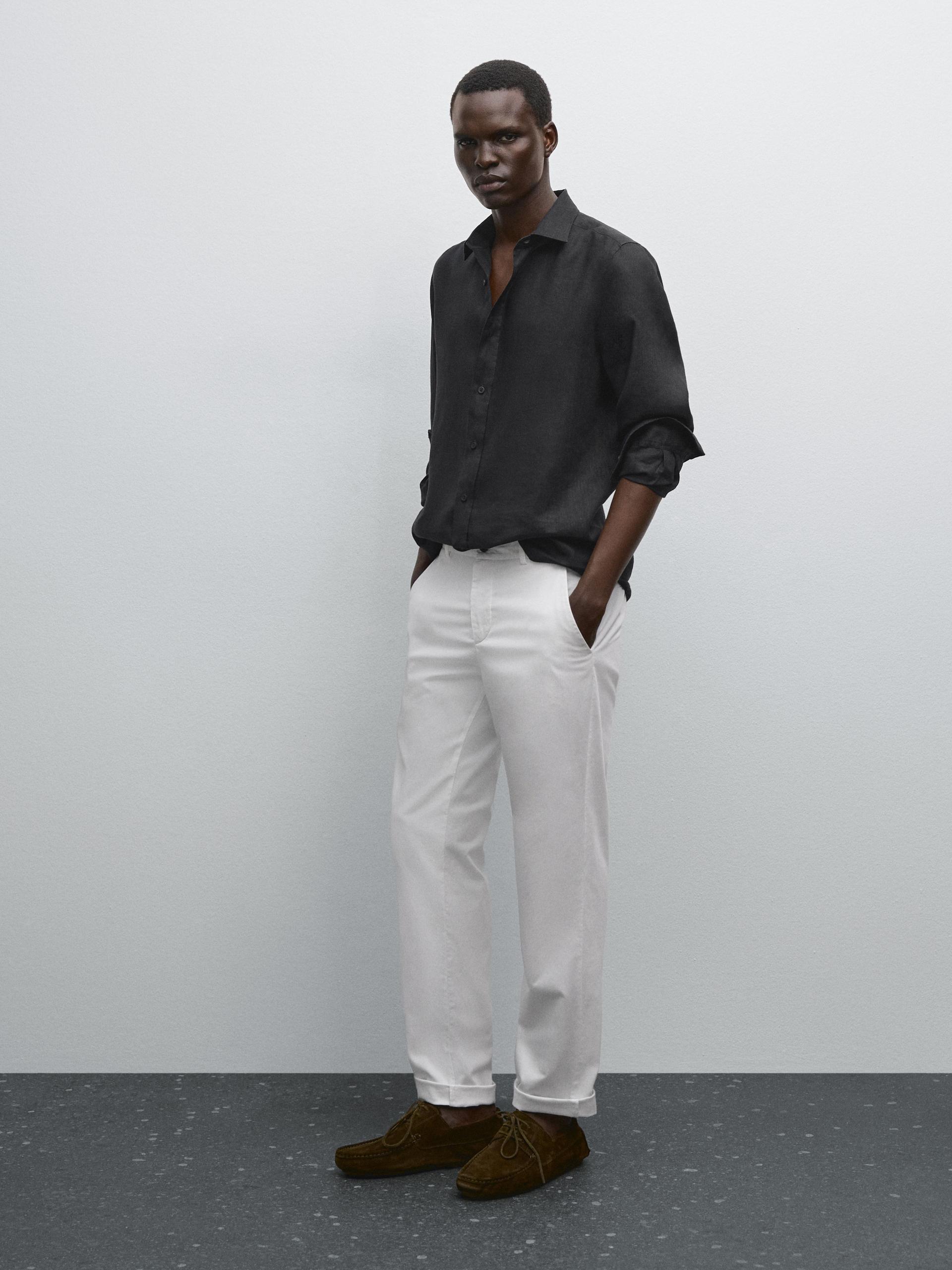 Spodnie O Kroju Slim - Biały - 40 - Massimo Dutti - Mężczyzna