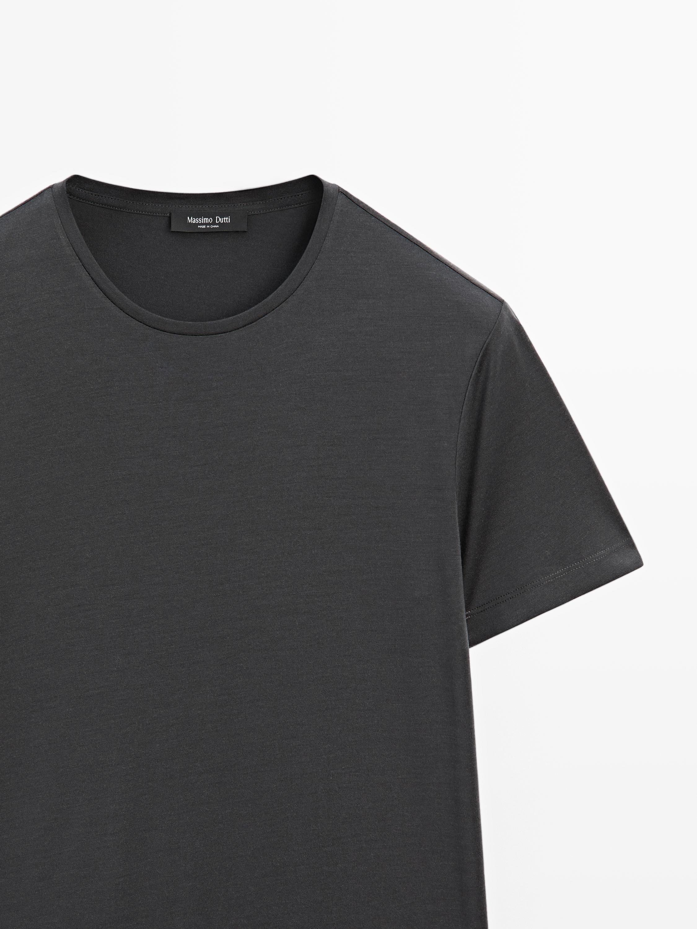 쇼트 슬리브 울 블렌드 티셔츠