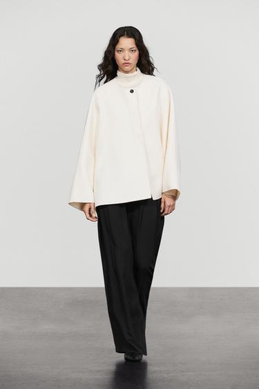 Wool blend voluminous cape coat — Beige 1