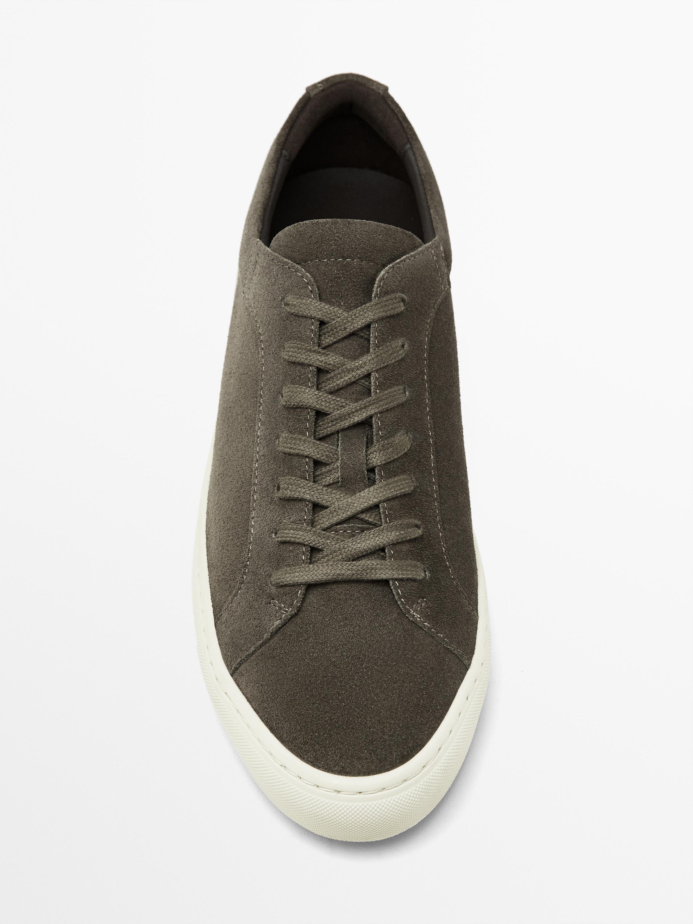 Split suede trainers