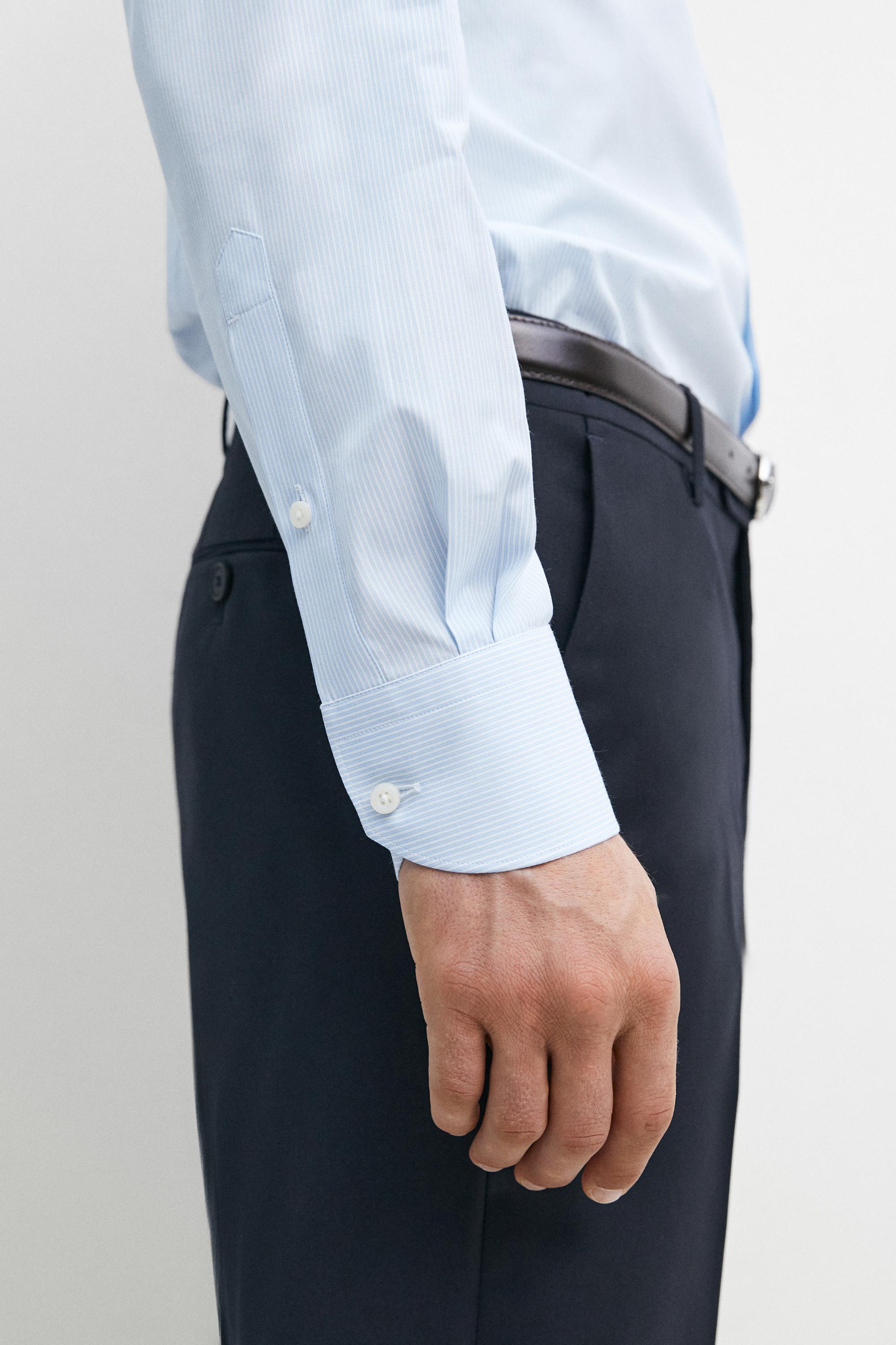 Tailored fit striped slim fit shirt — SKY BLUE