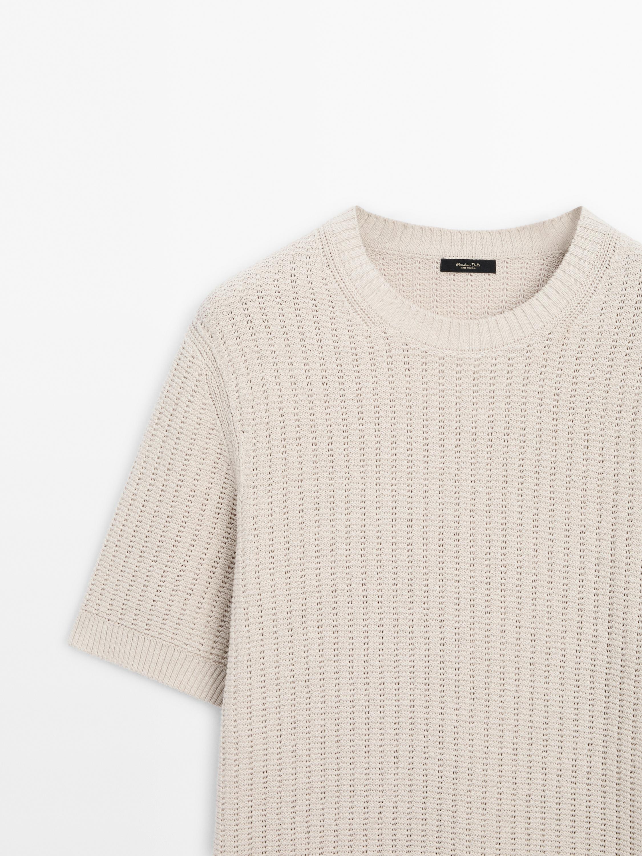 Knit cotton and linen blend T-shirt