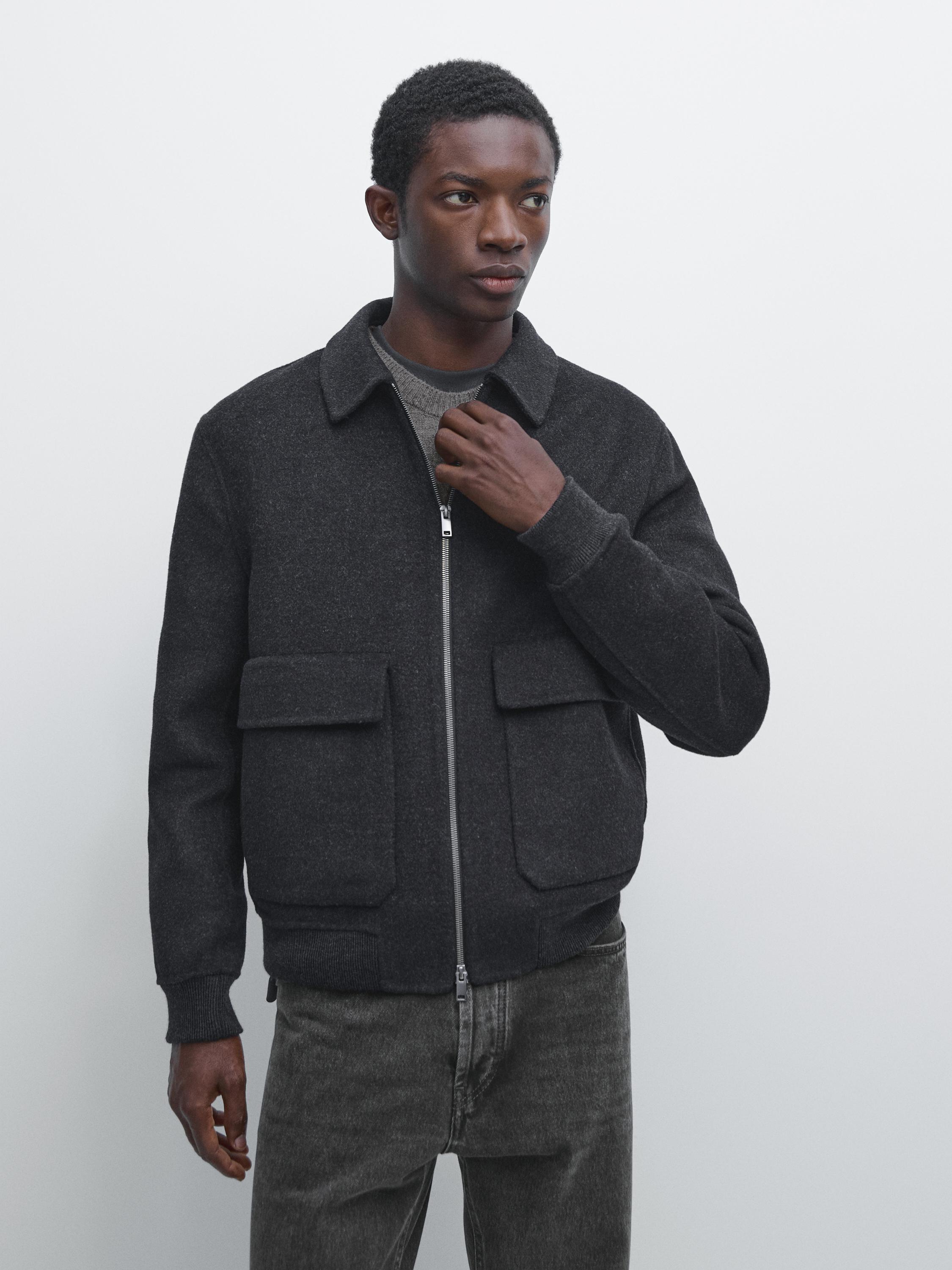 Giubbotto con tasche misto lana