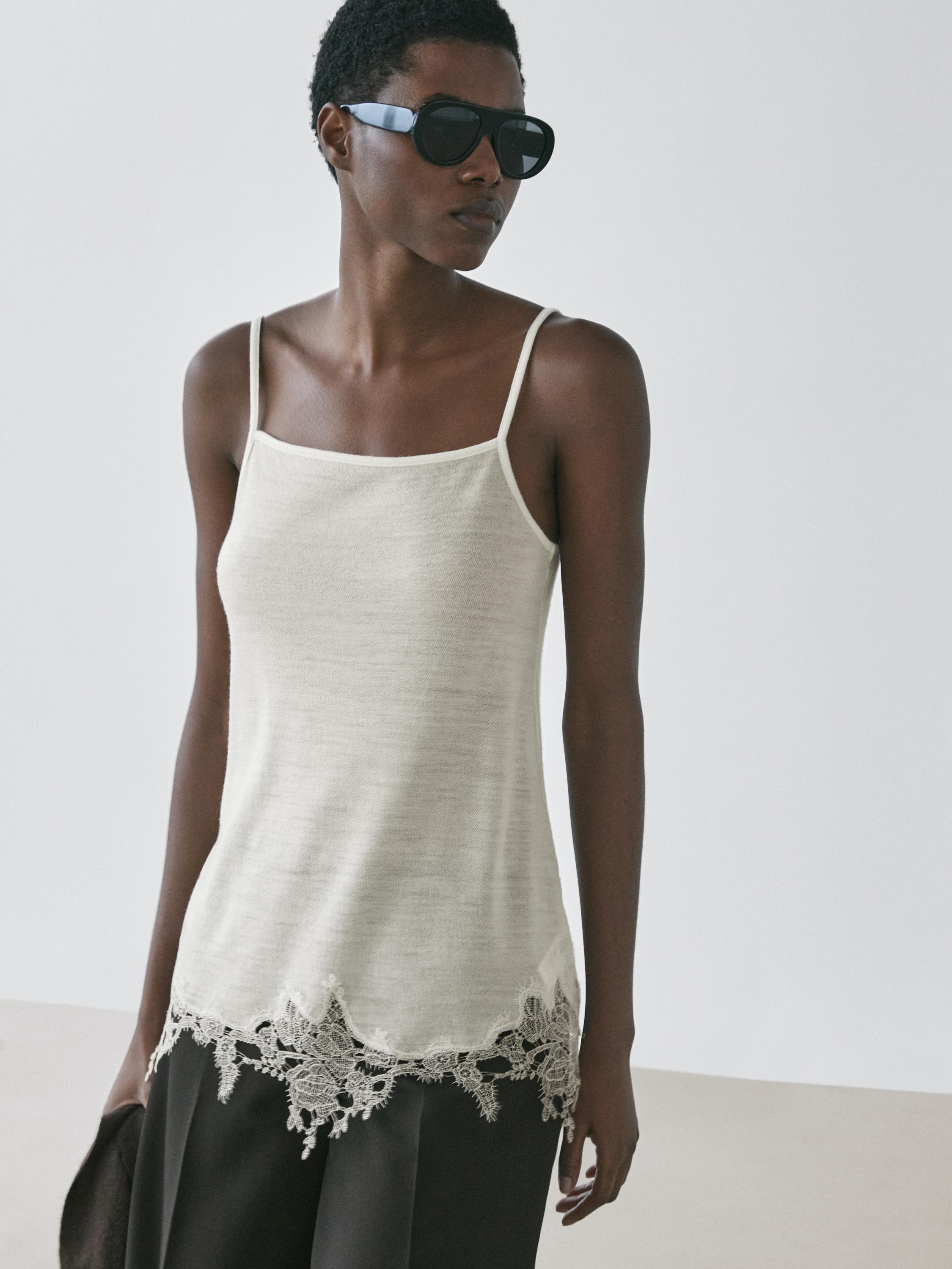 Dantel detaylı kamisol bluz