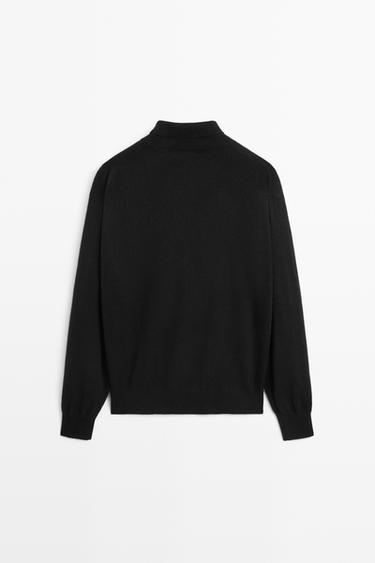 100% cashmere high neck knit sweater — BLACK 6