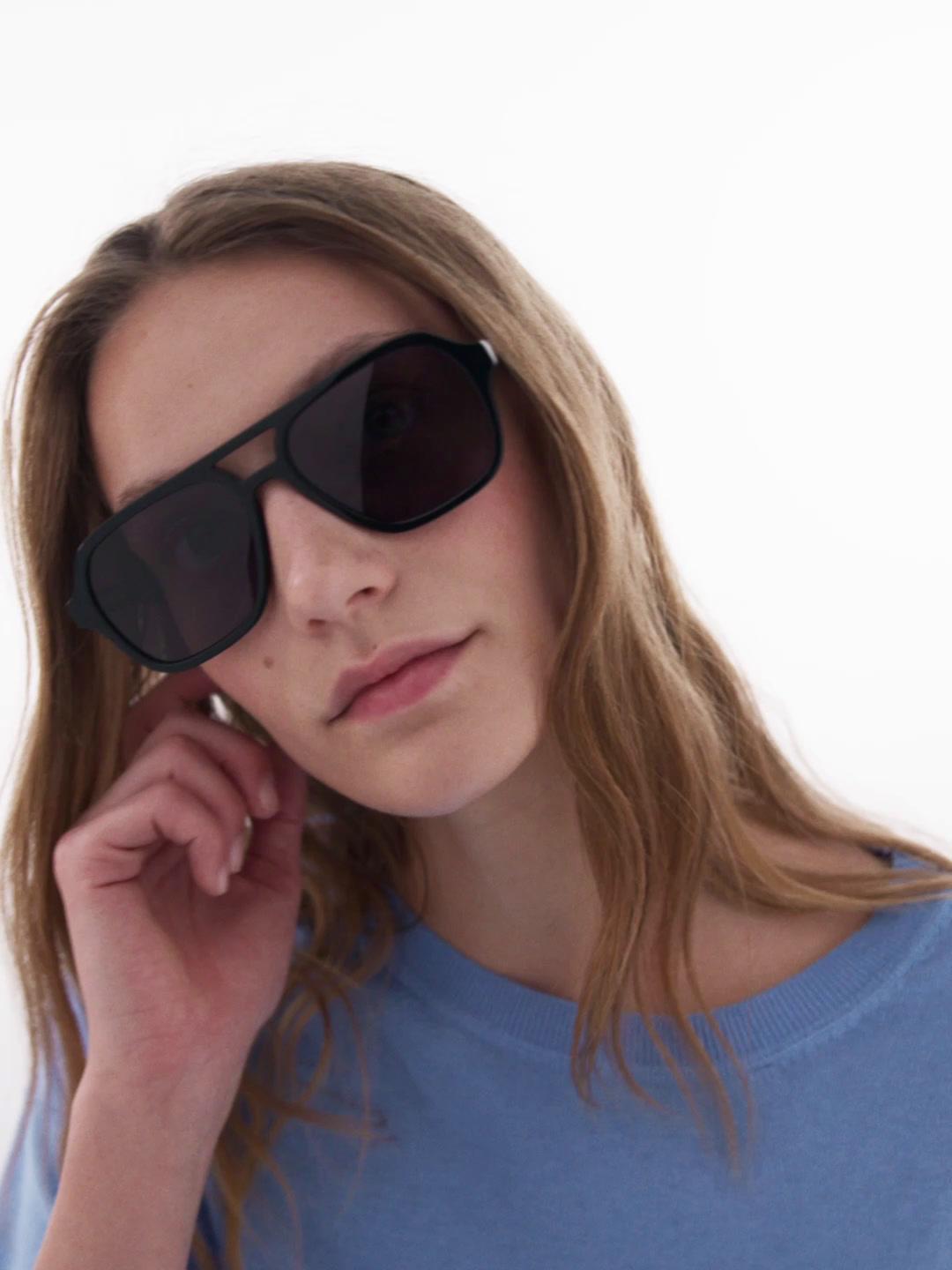 Tortoiseshell-effect aviator sunglasses