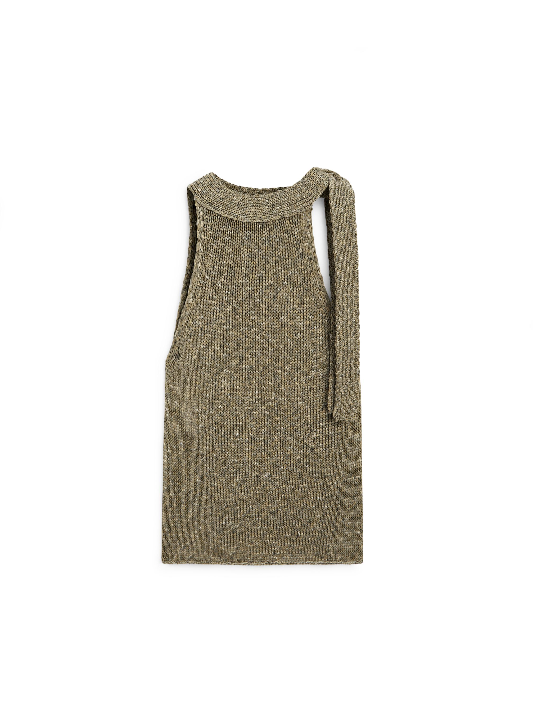 100% cotton halter top with tie detail — GREEN