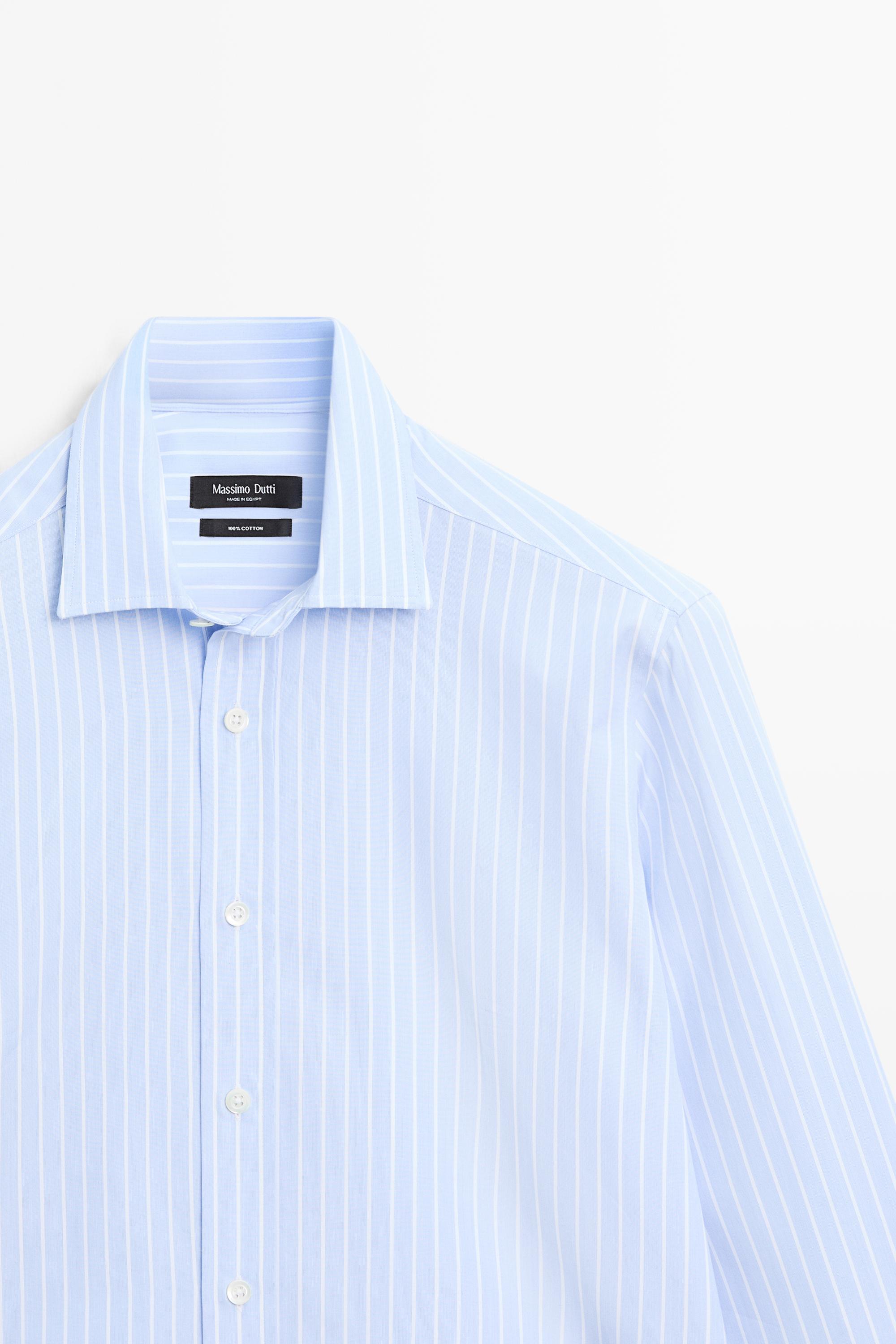 Regular fit pinstriped shirt — Sky blue