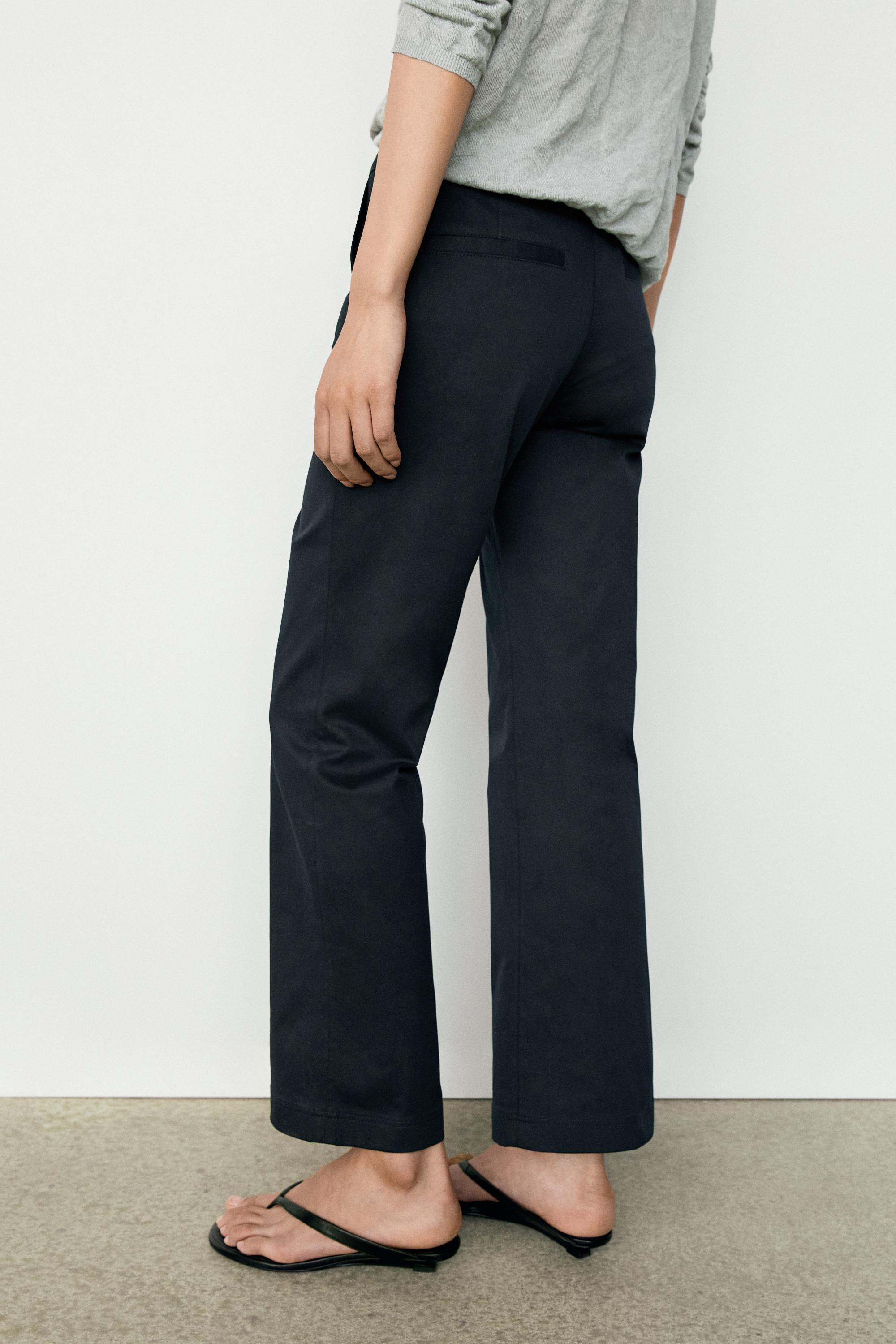 Stretch cotton blend mini flare pants — DEEP BLUE