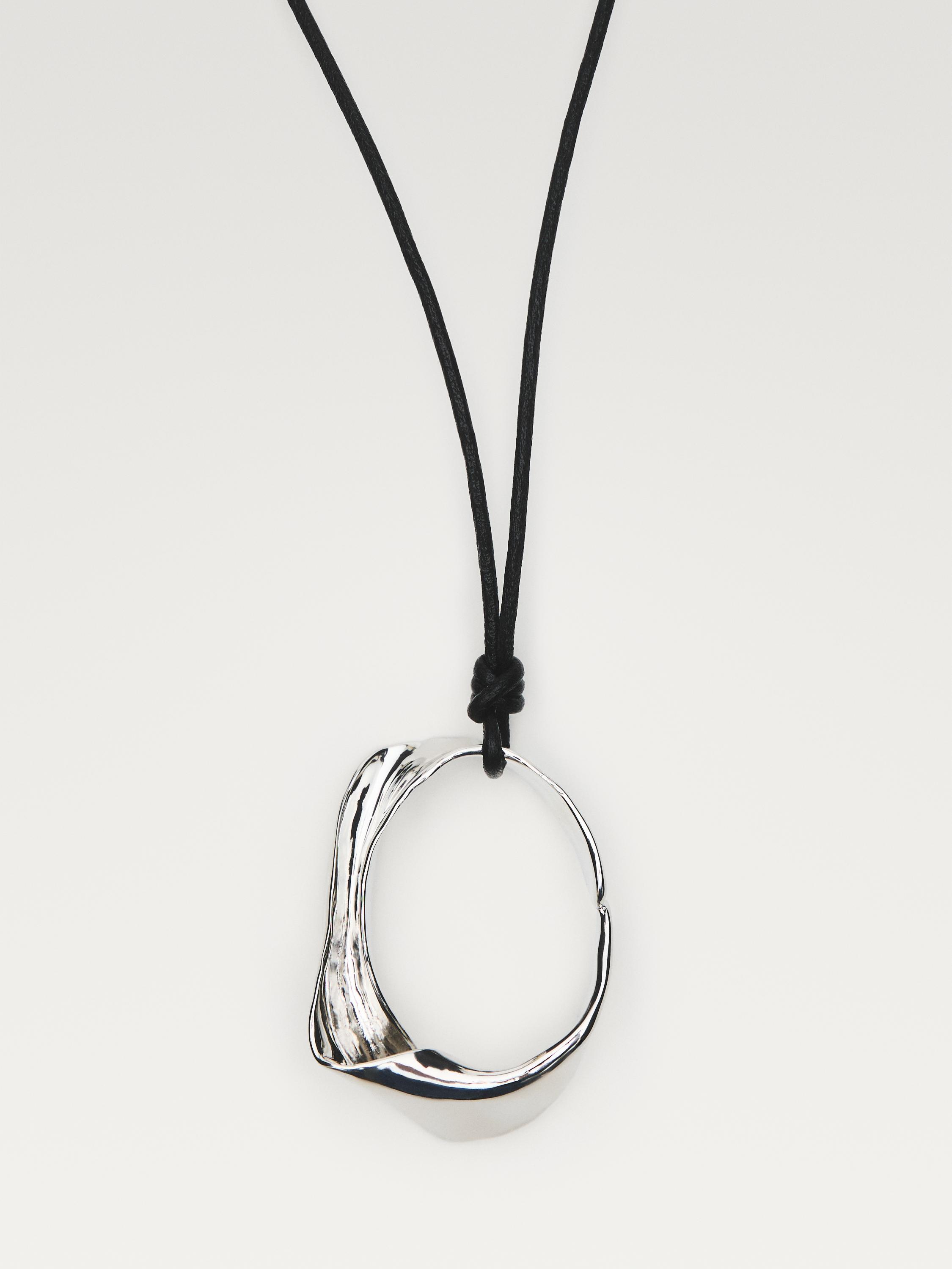 Leather cord necklace with irregular pendant