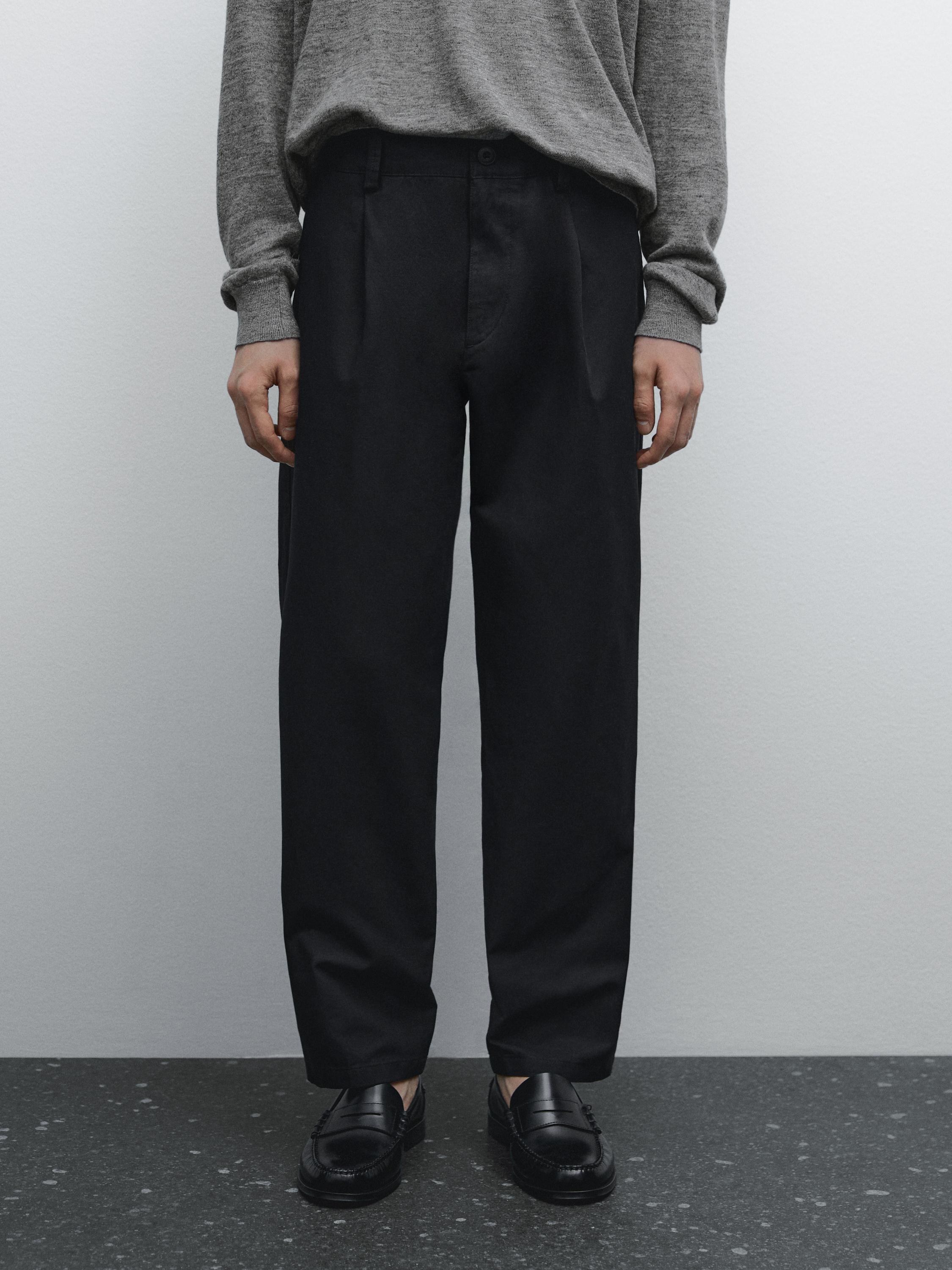 Pantalon relaxed fit en coton mélangé