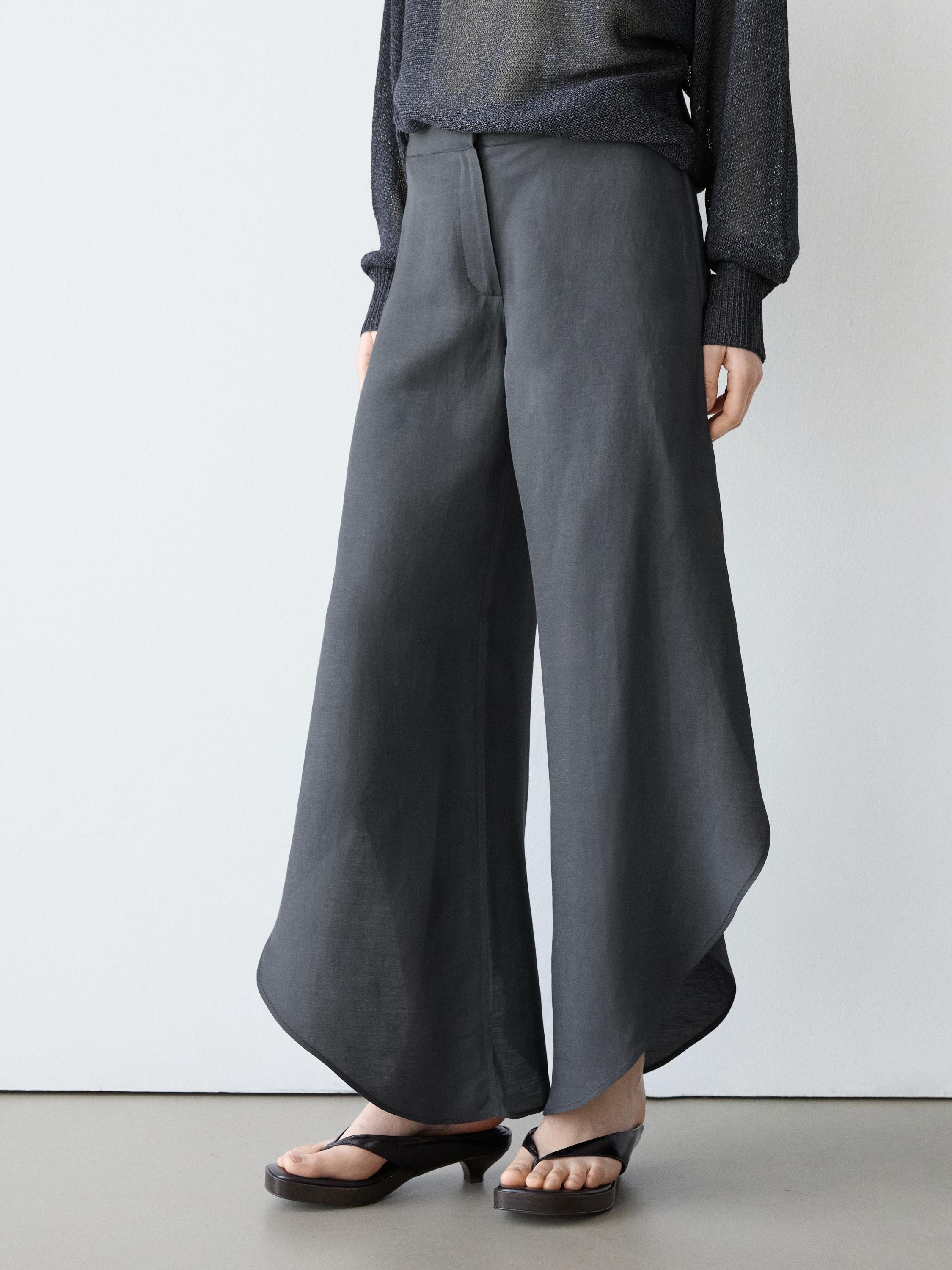 Linen blend trousers with slit details — ANTHRACITE GREY