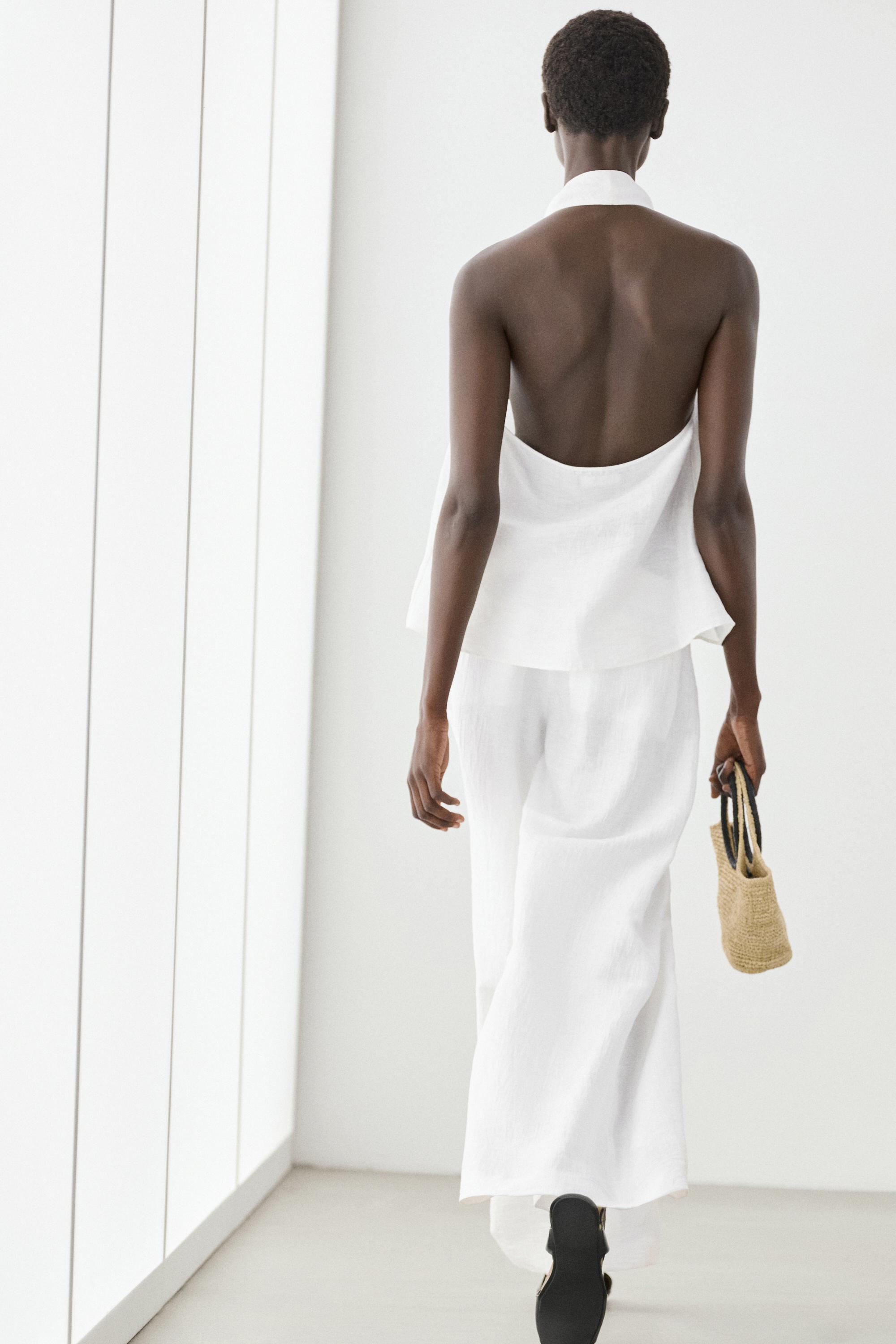 Linen blend palazzo trousers — Off white