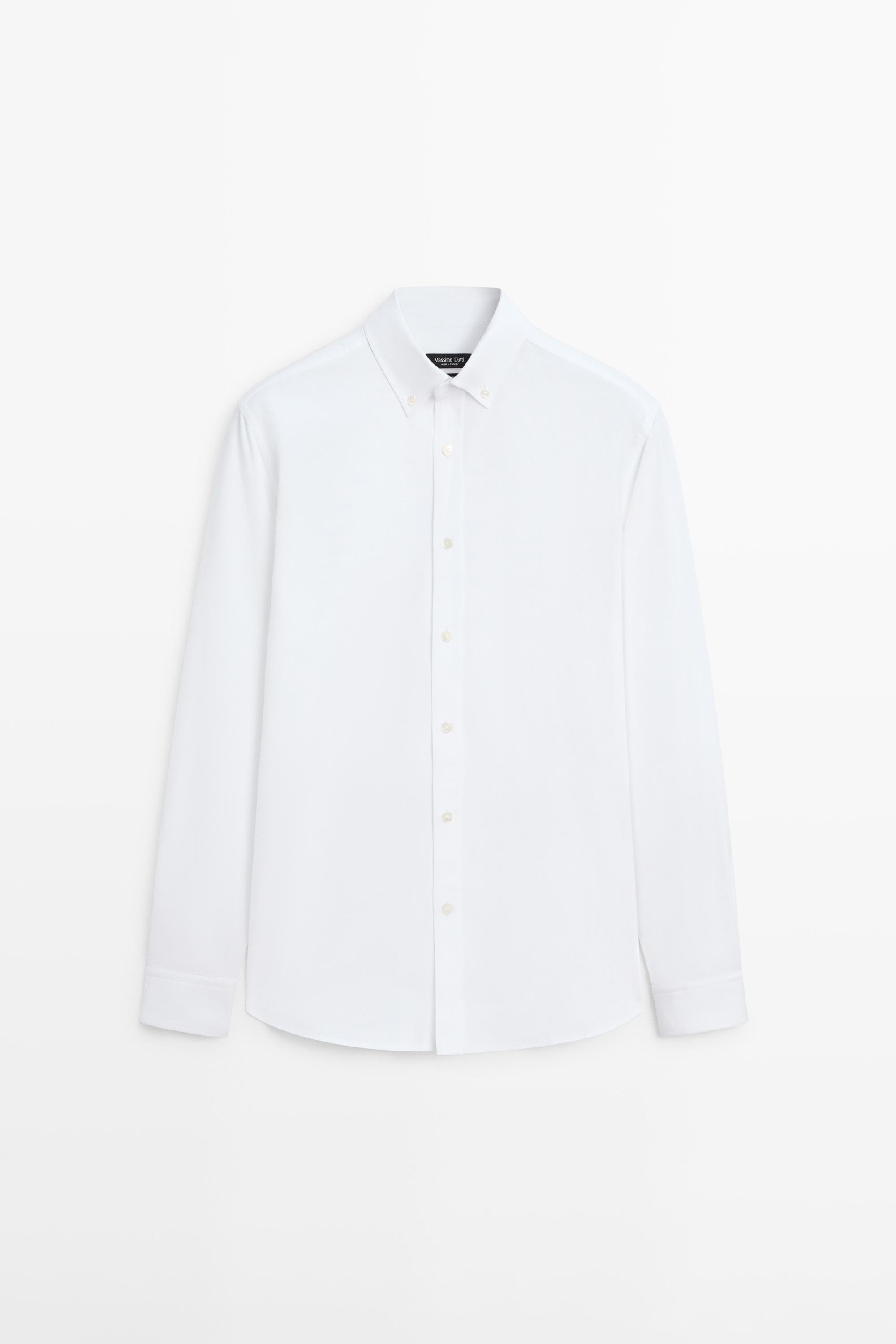 100% cotton regular fit Oxford shirt — WHITE